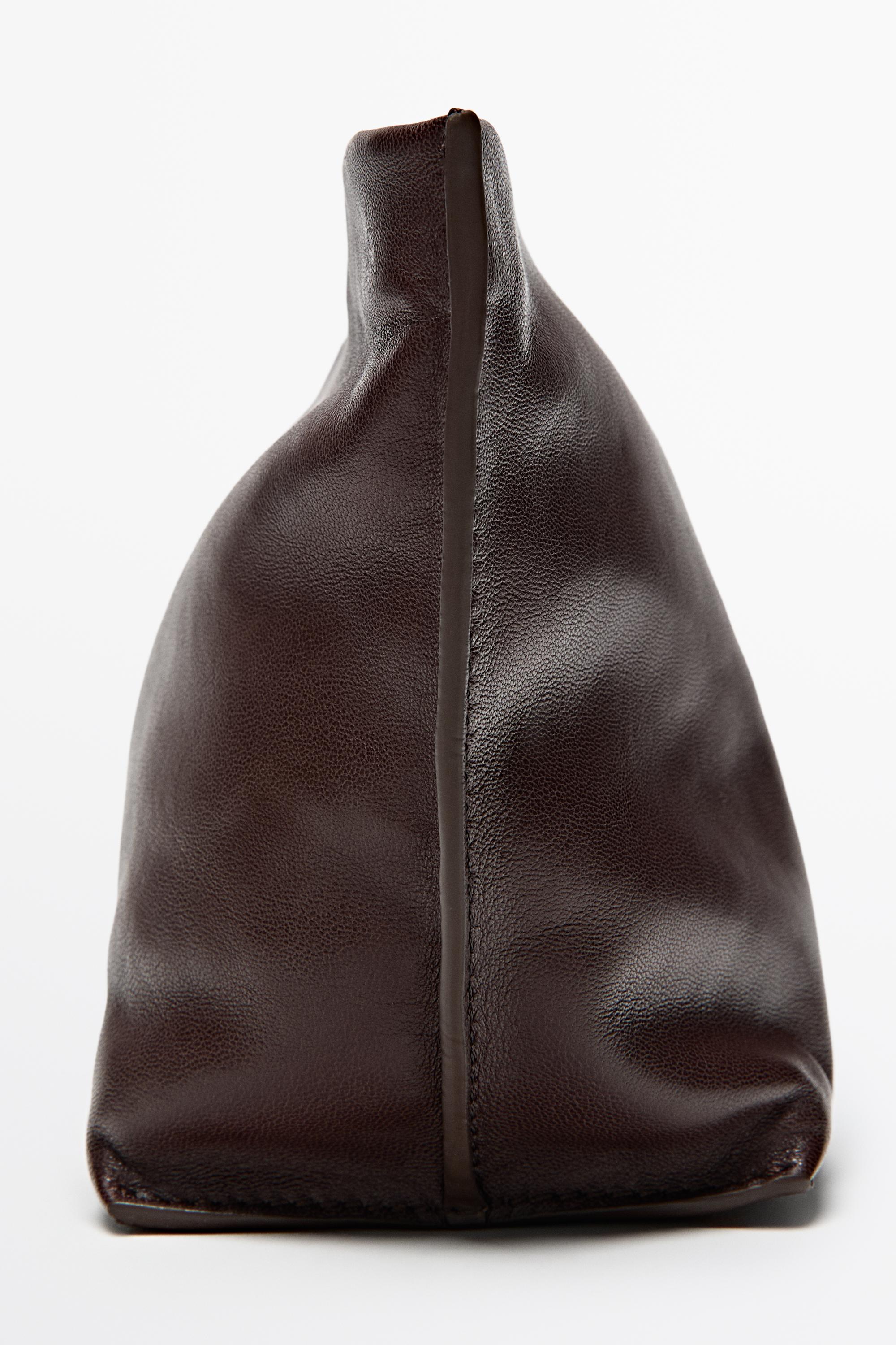 Large soft nappa leather toiletry bag Brown Marl