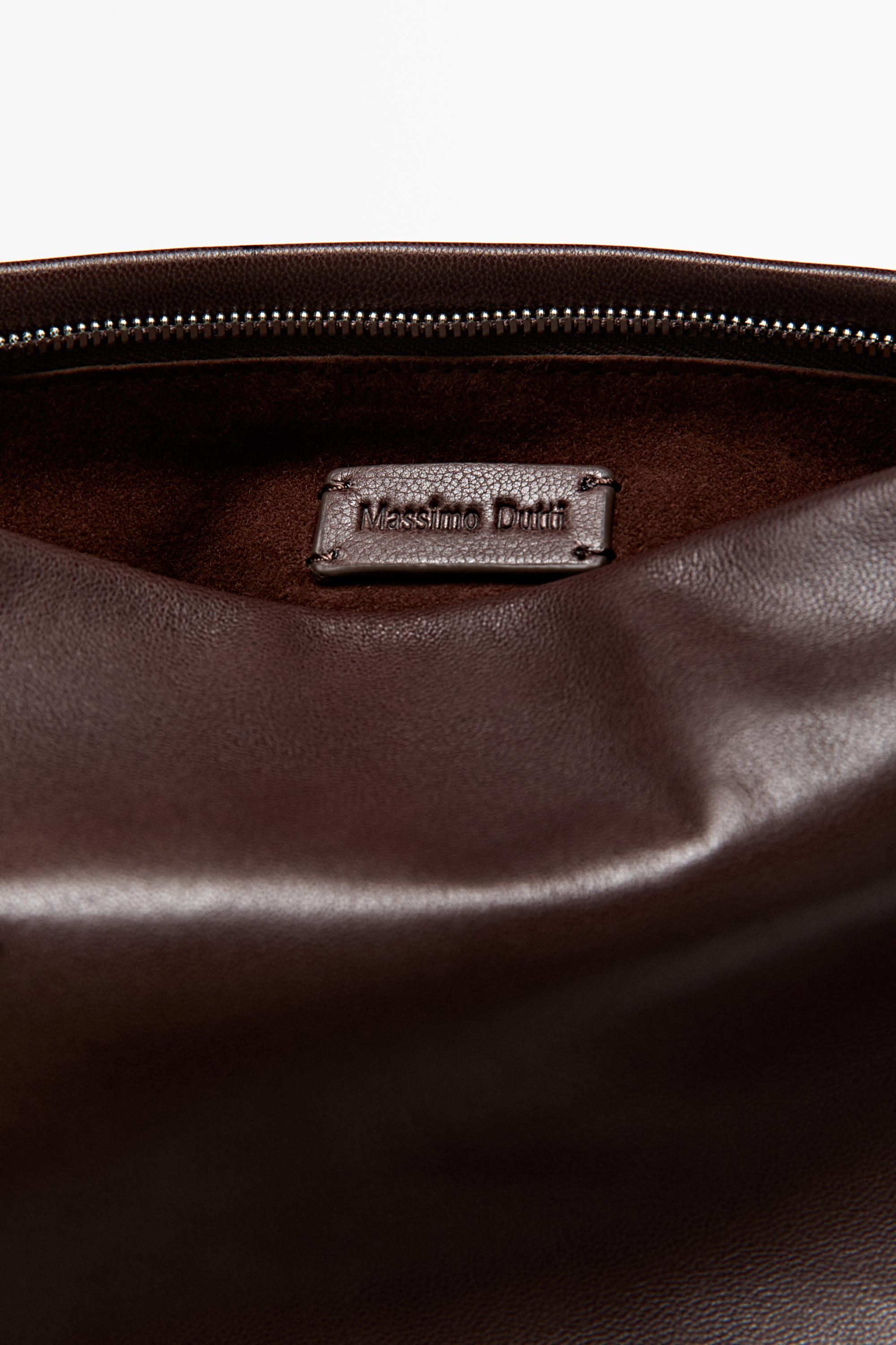 Large soft nappa leather toiletry bag Brown Marl