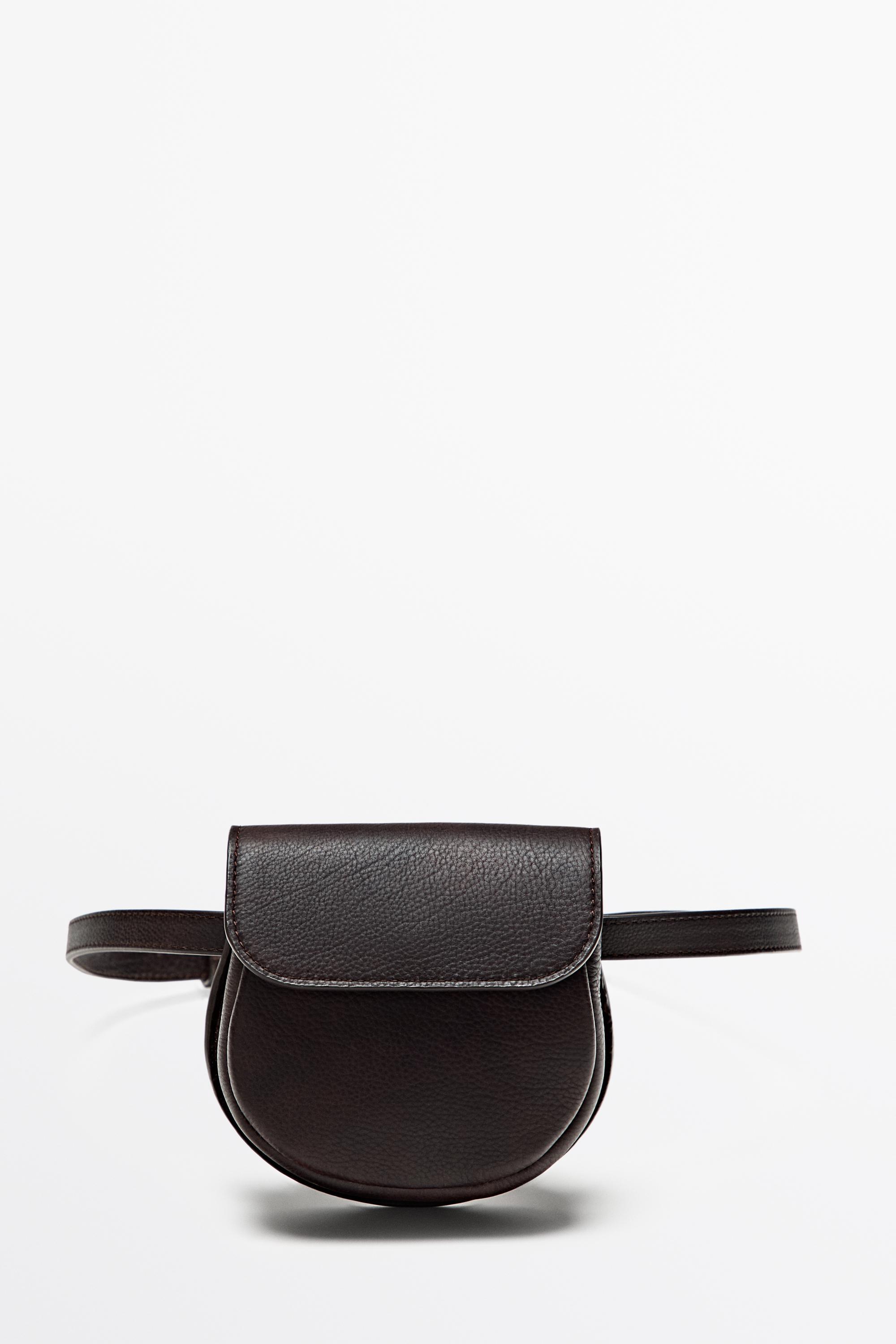 Nappa leather belt with pouch Brown