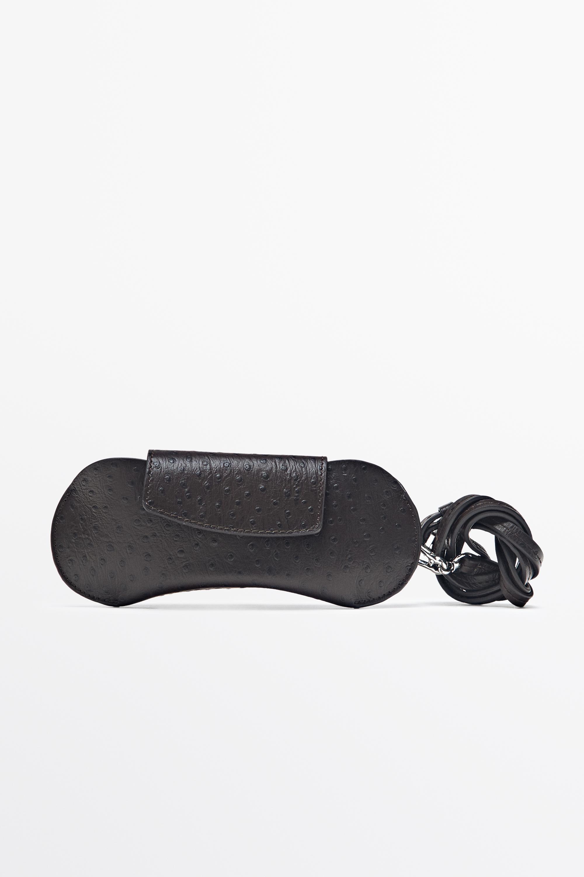 Textured nappa leather glasses case Brown