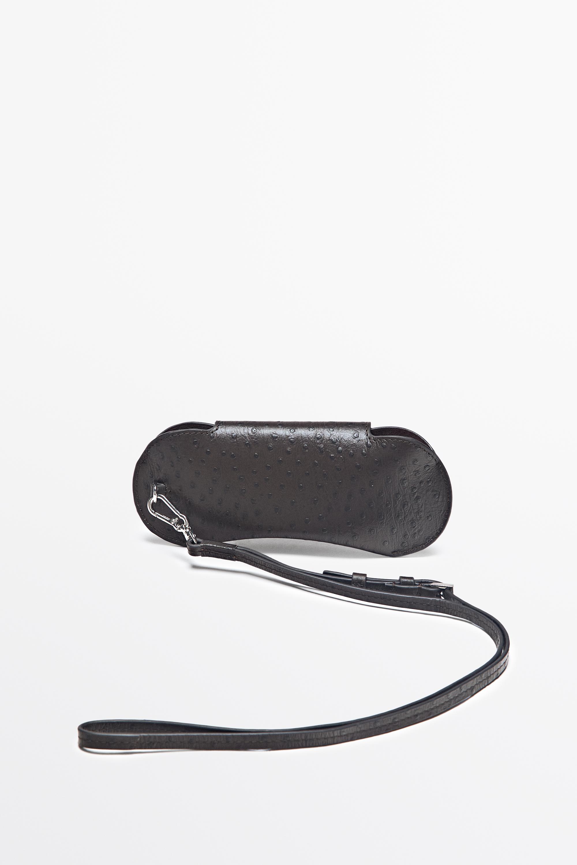 Textured nappa leather glasses case Brown