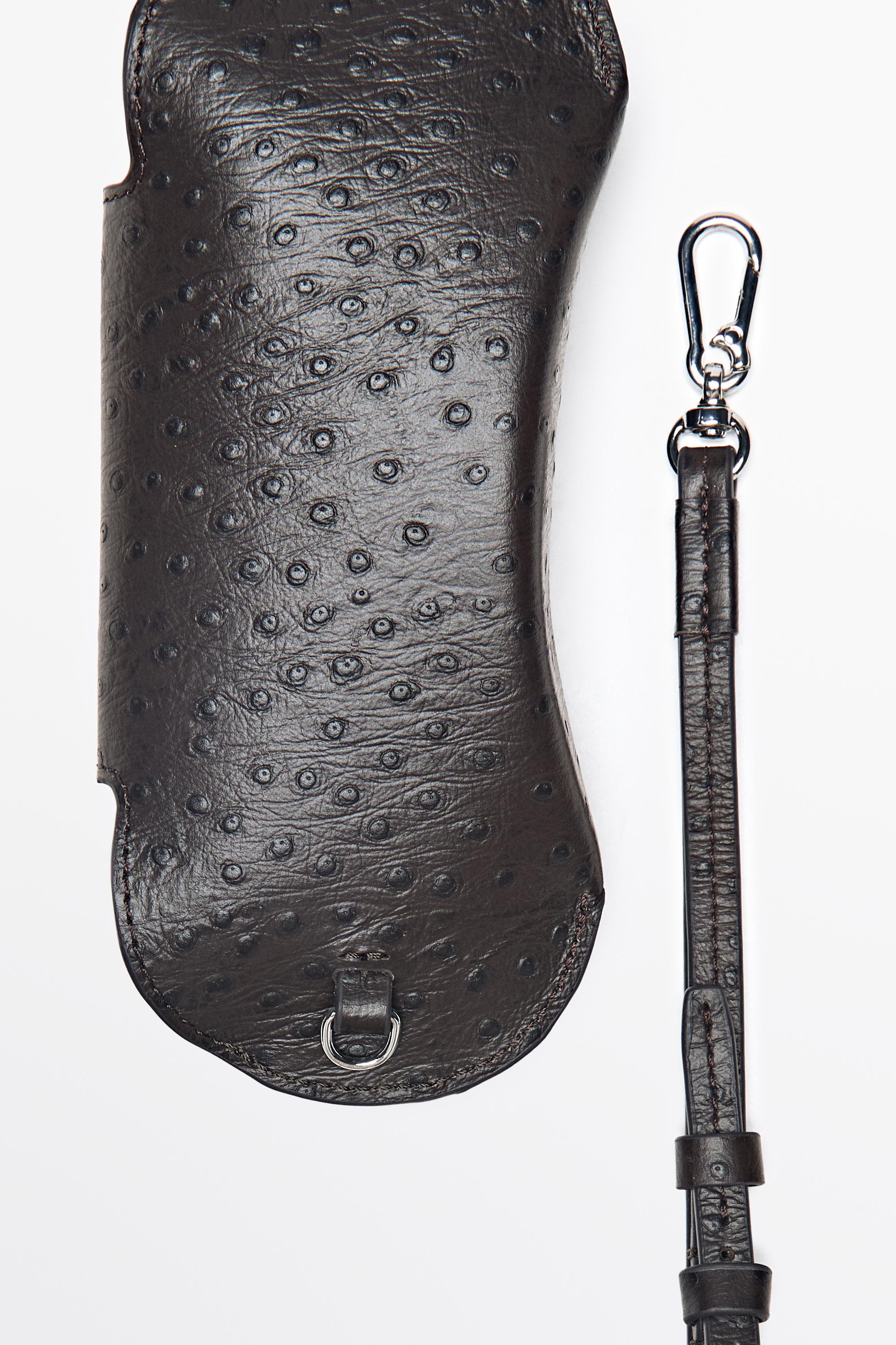 Textured nappa leather glasses case Brown