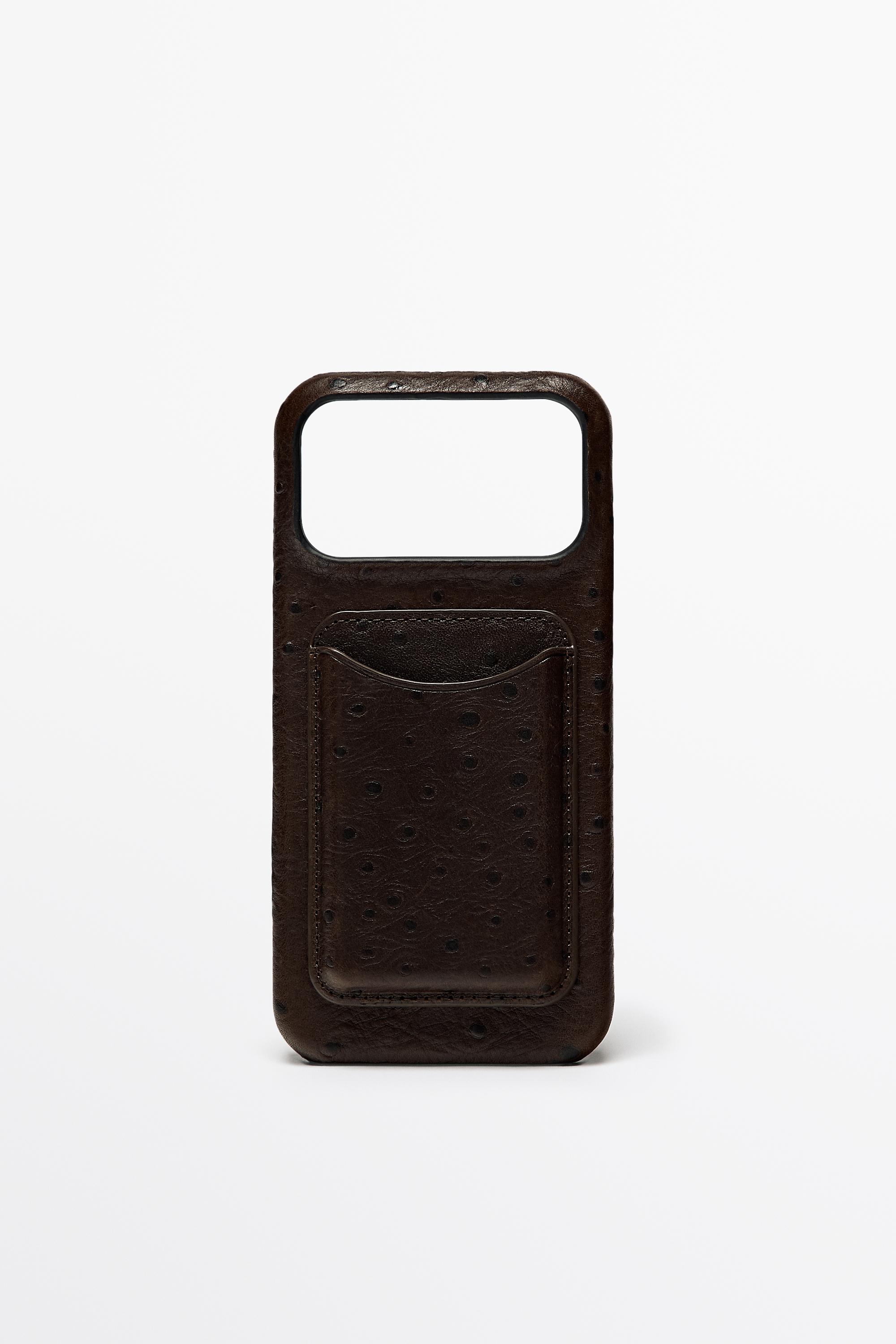 Textured Nappa leather iPhone 17 Pro Max case Chocolate