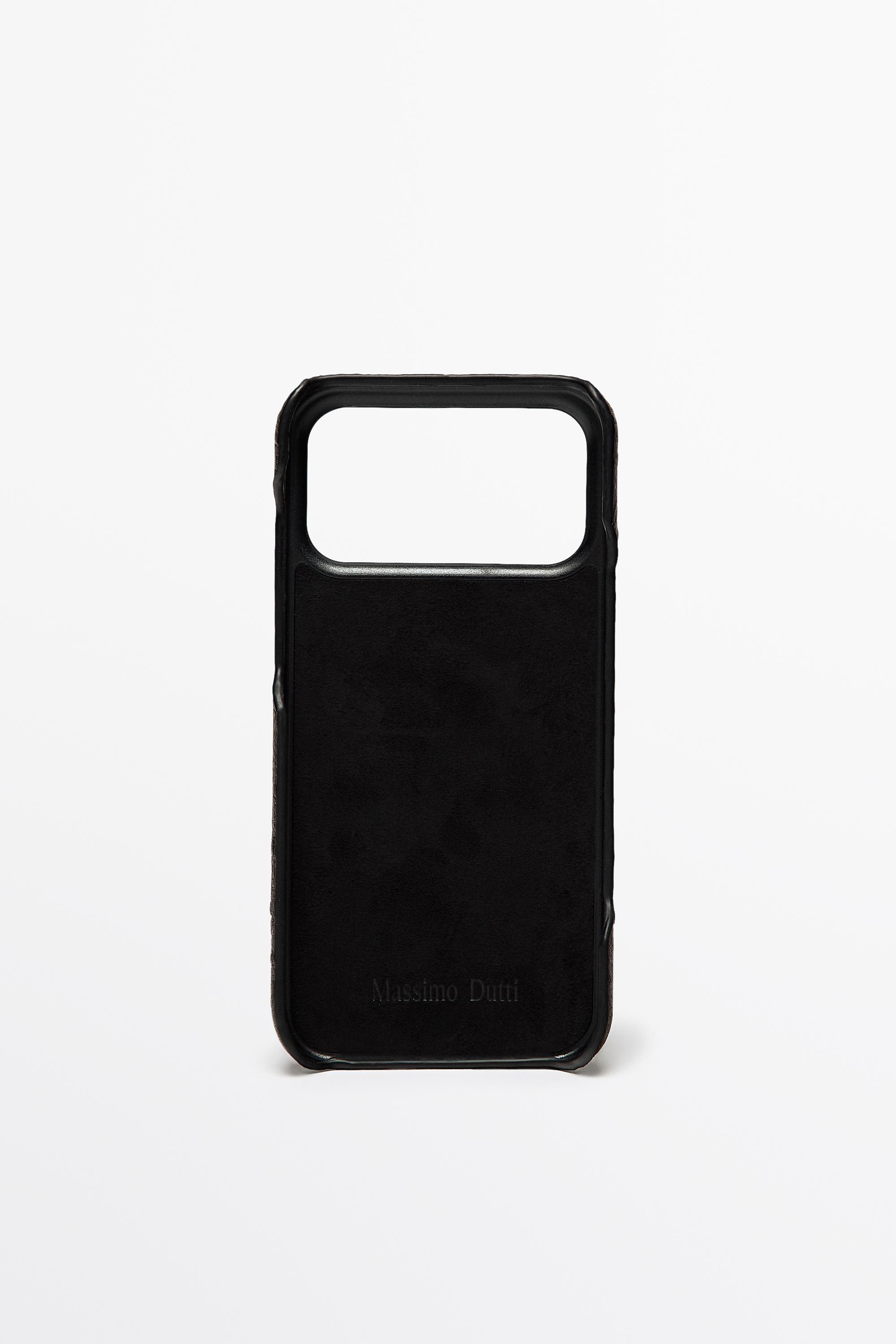 Textured Nappa leather iPhone 17 Pro Max case Chocolate