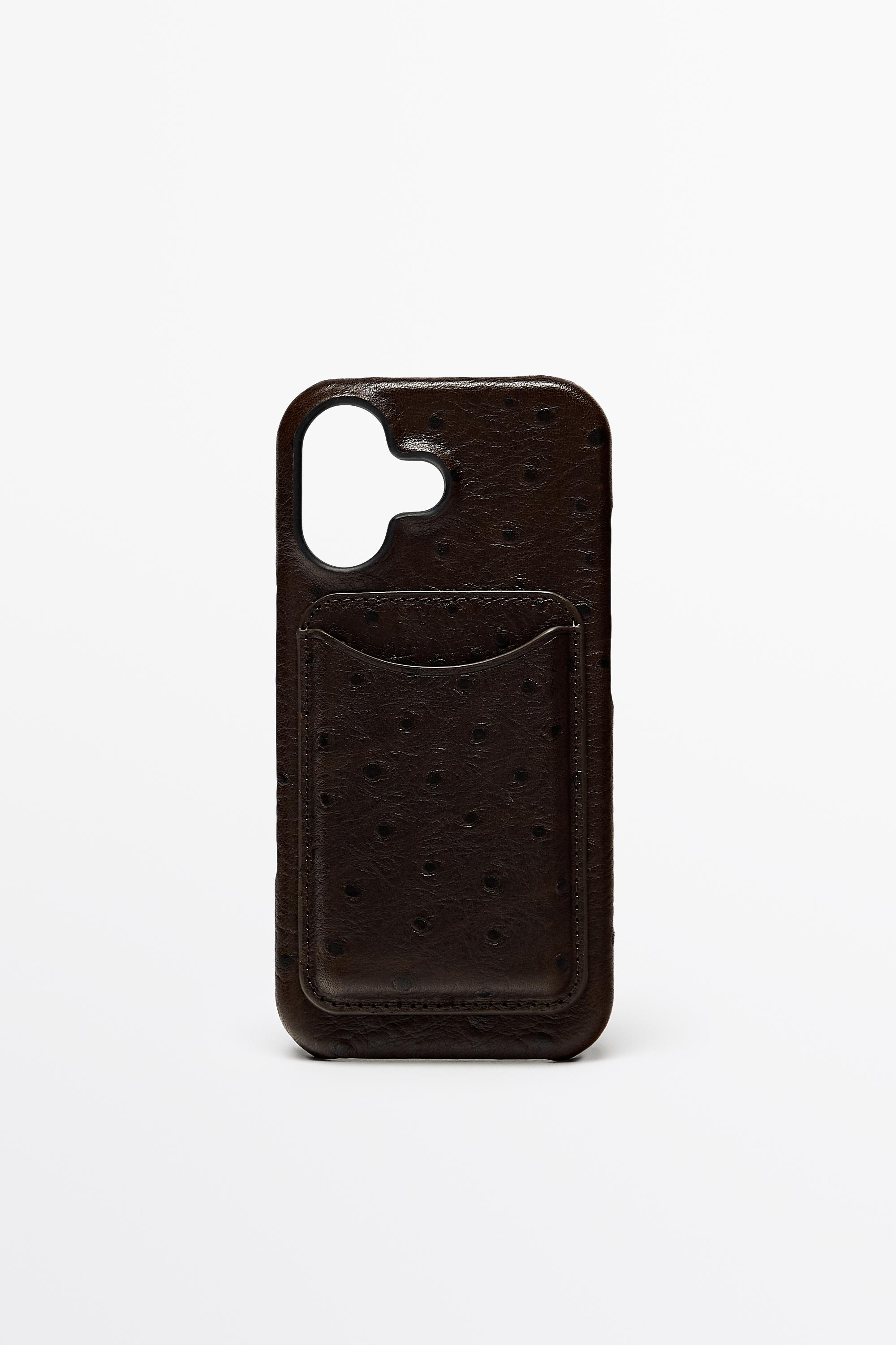 Textured Nappa leather iPhone 17 case Chocolate