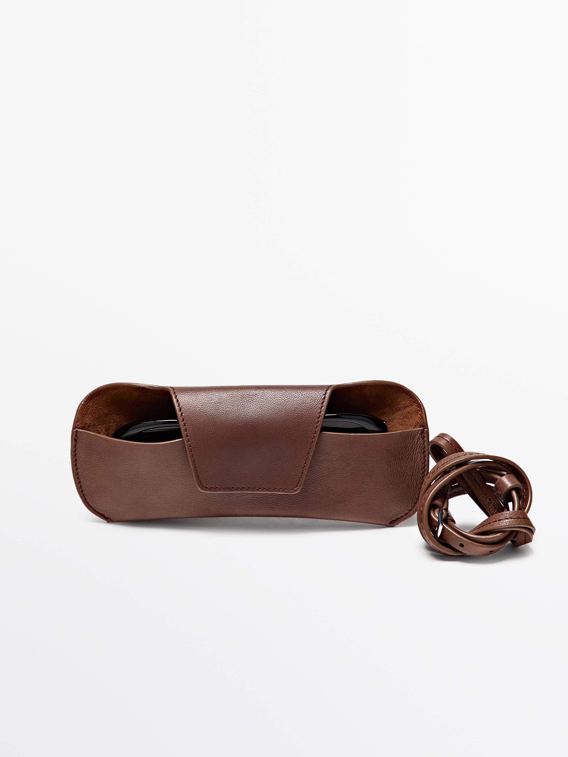 Nappa leather sunglasses case Brown