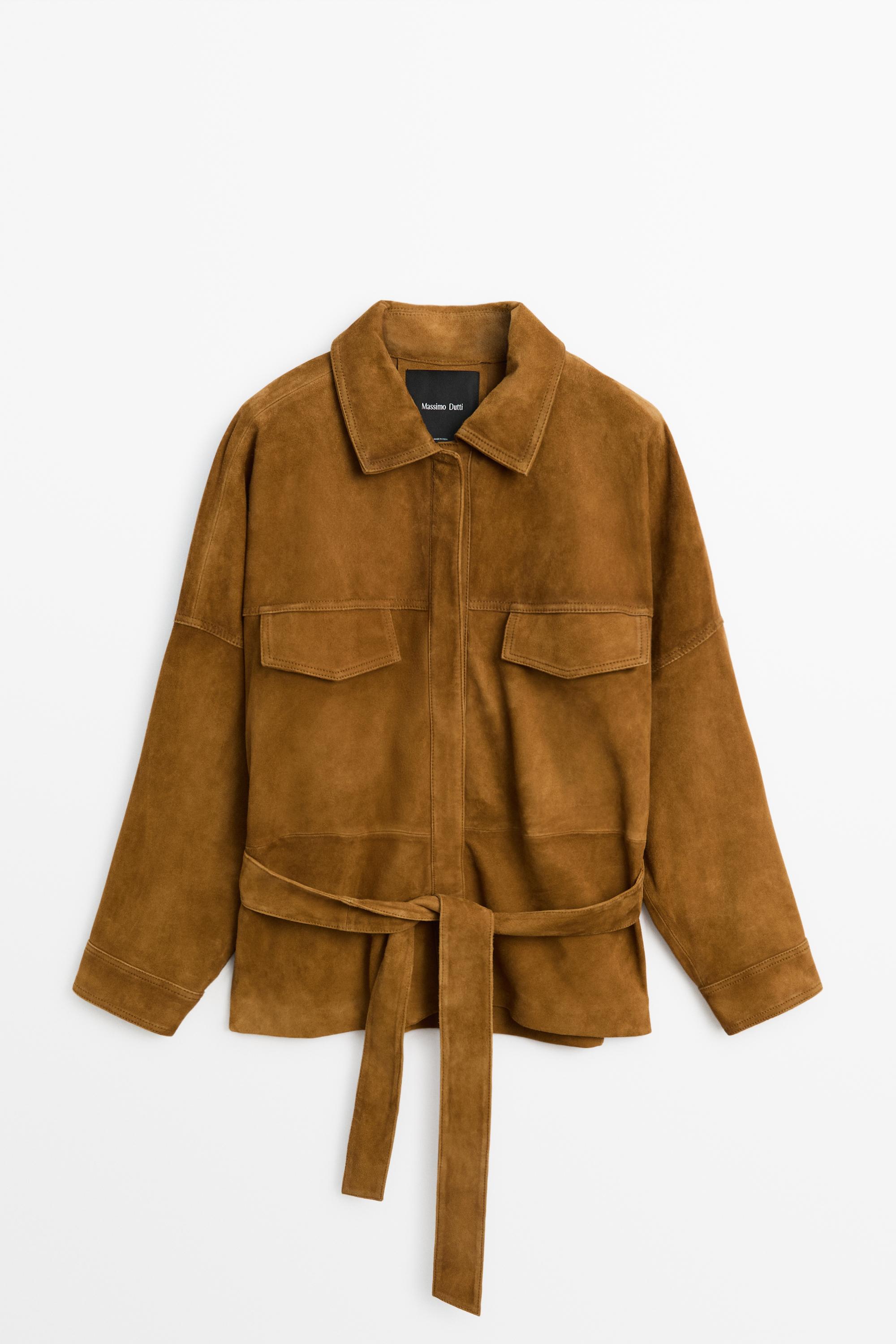 Suede leather jacket Dark Camel
