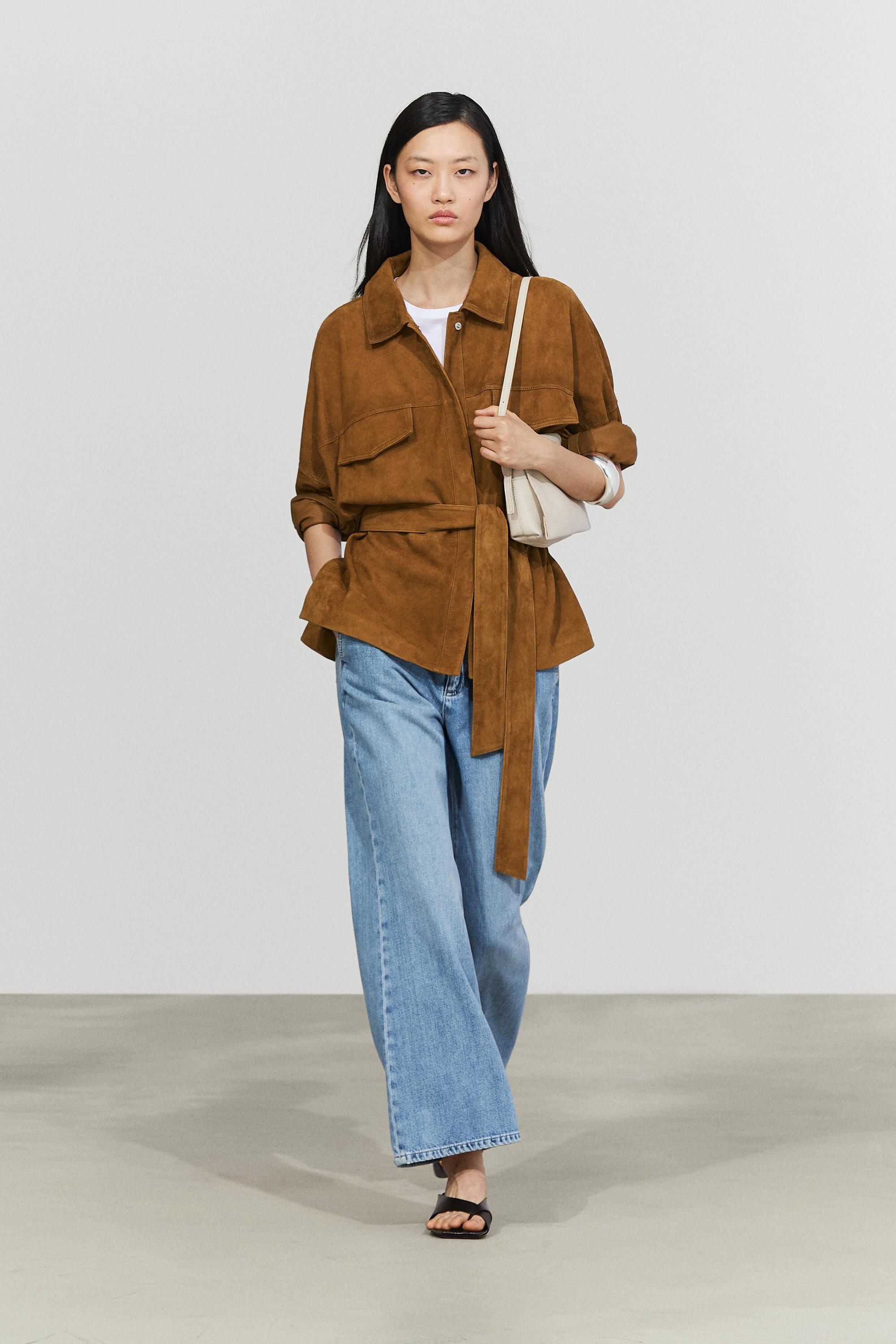 Suede leather jacket Dark Camel