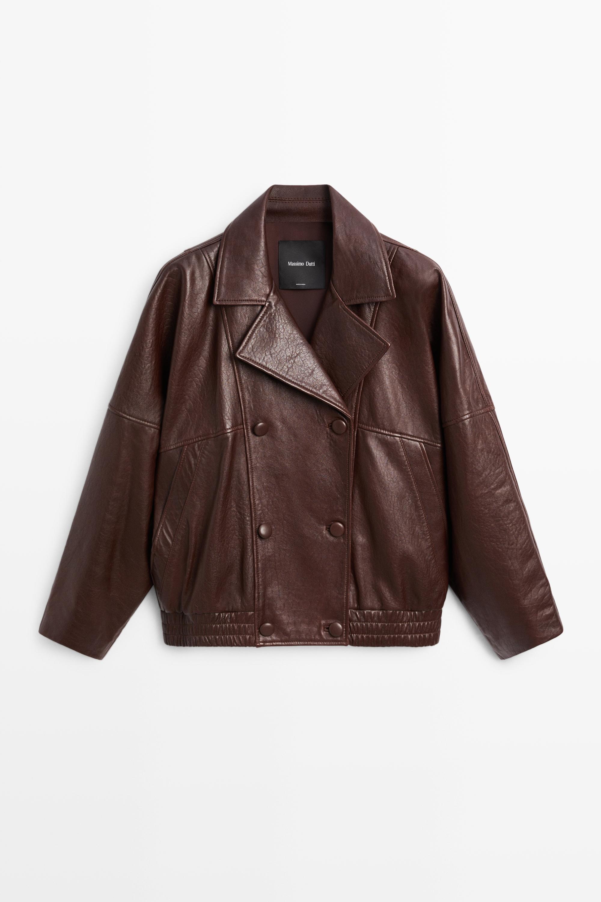 Nappa leather bomber jacket Brown