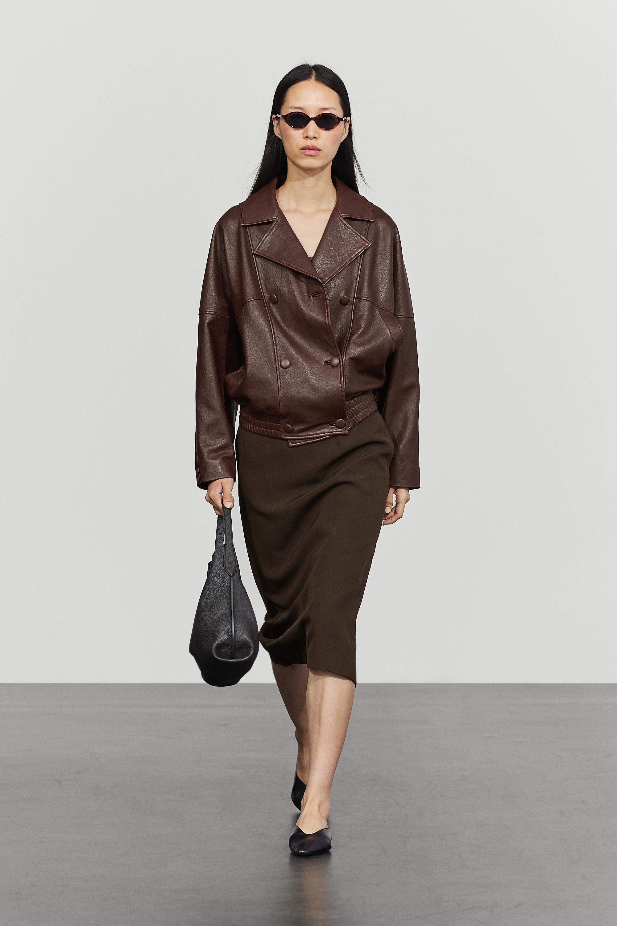 Nappa leather bomber jacket Brown