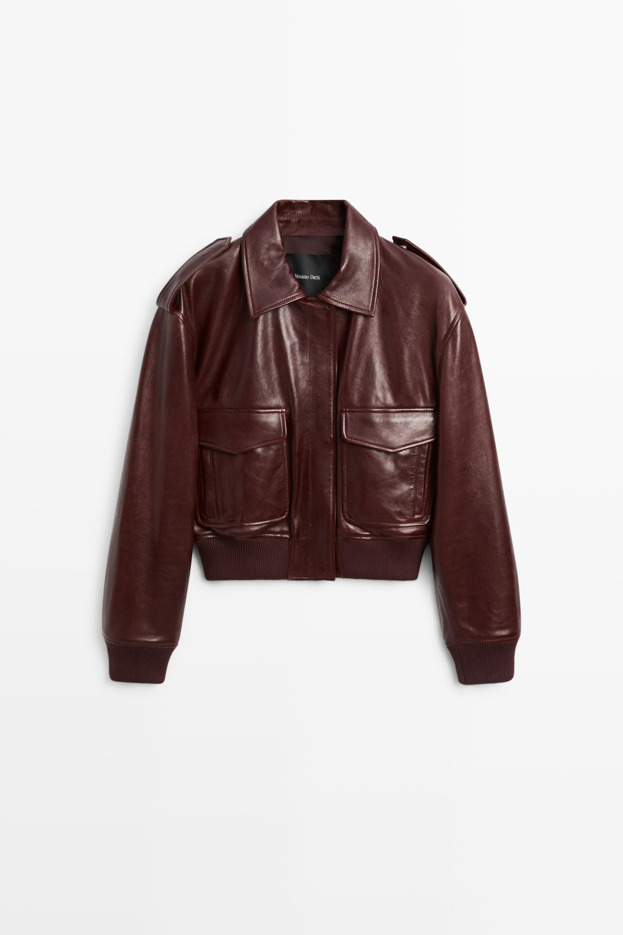 Nappa leather jacket with pockets Maroon