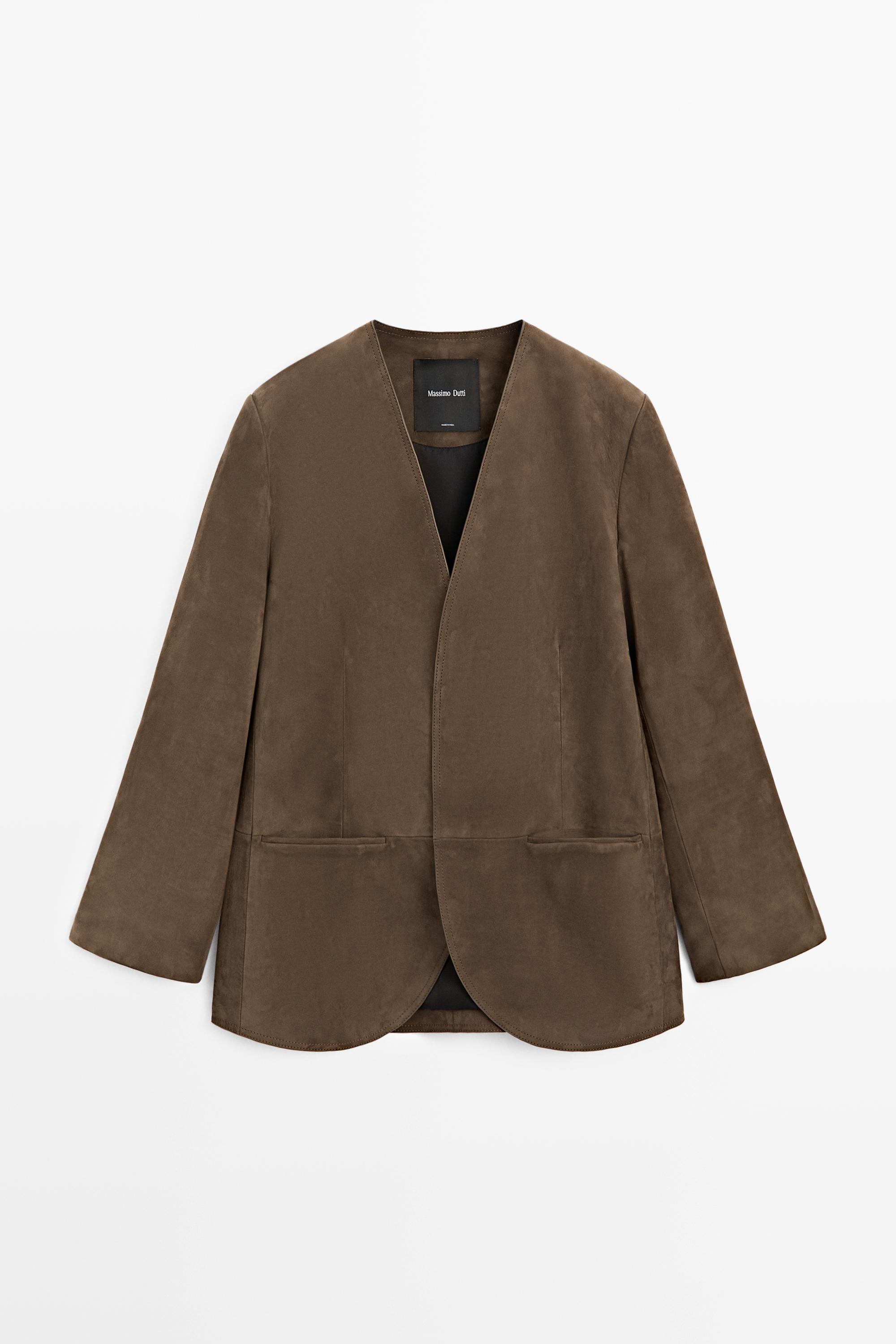Suede leather blazer Mole Brown