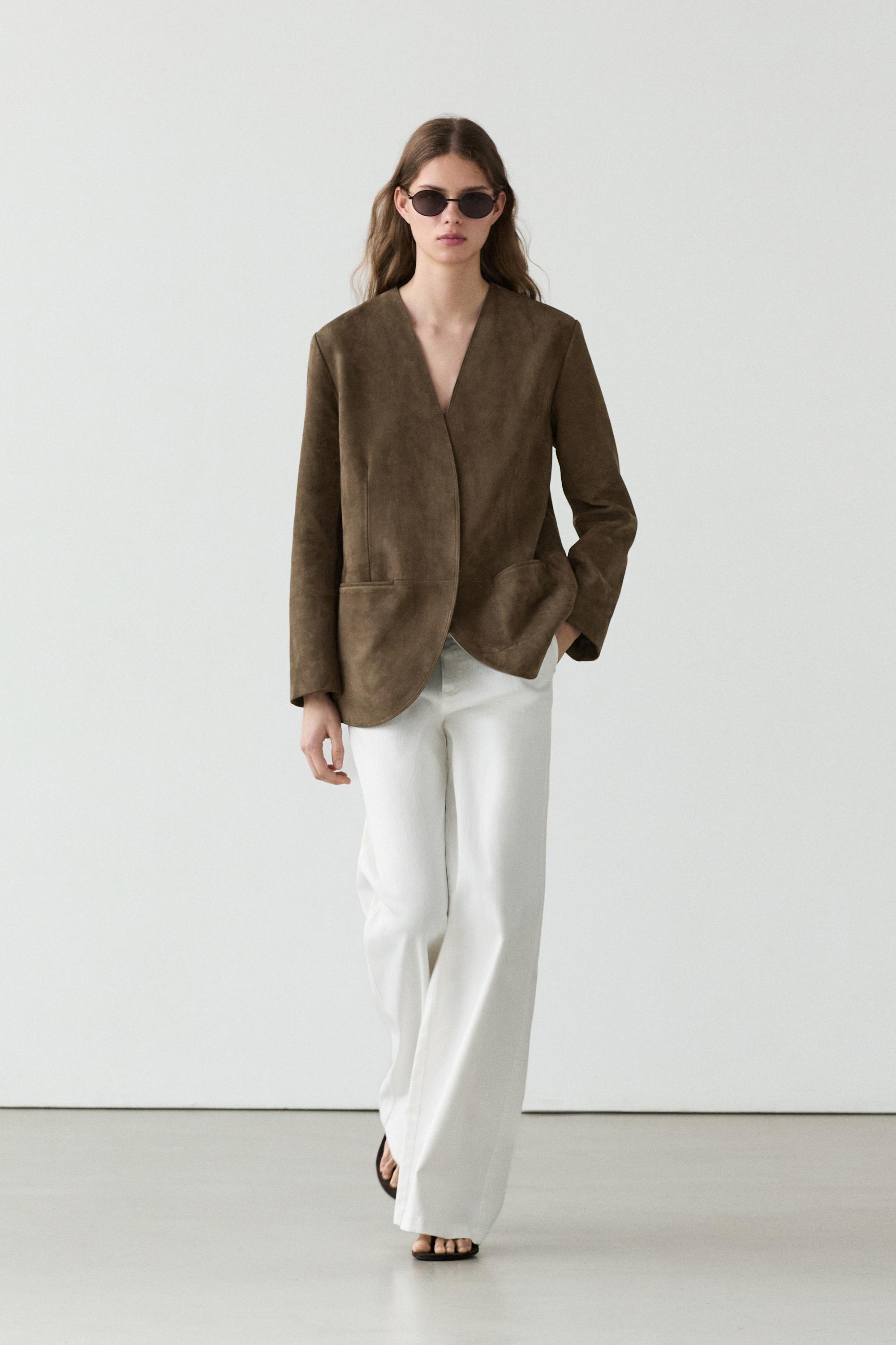 Suede leather blazer Mole Brown