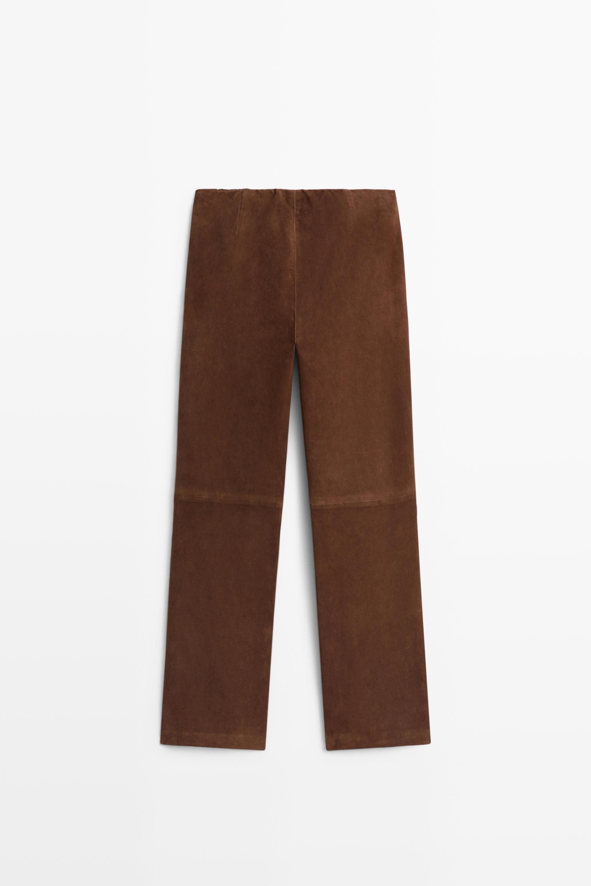 Suede flare fit leggings Brown