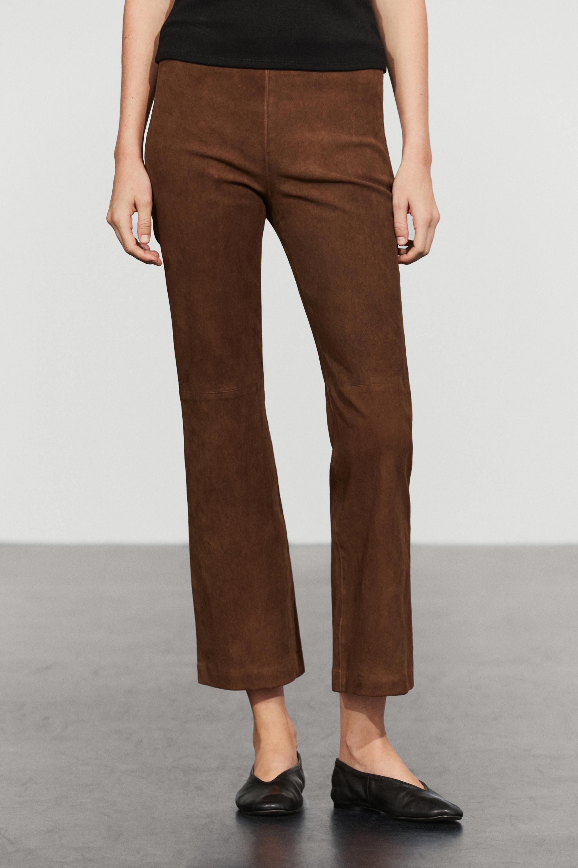 Suede flare fit leggings Brown