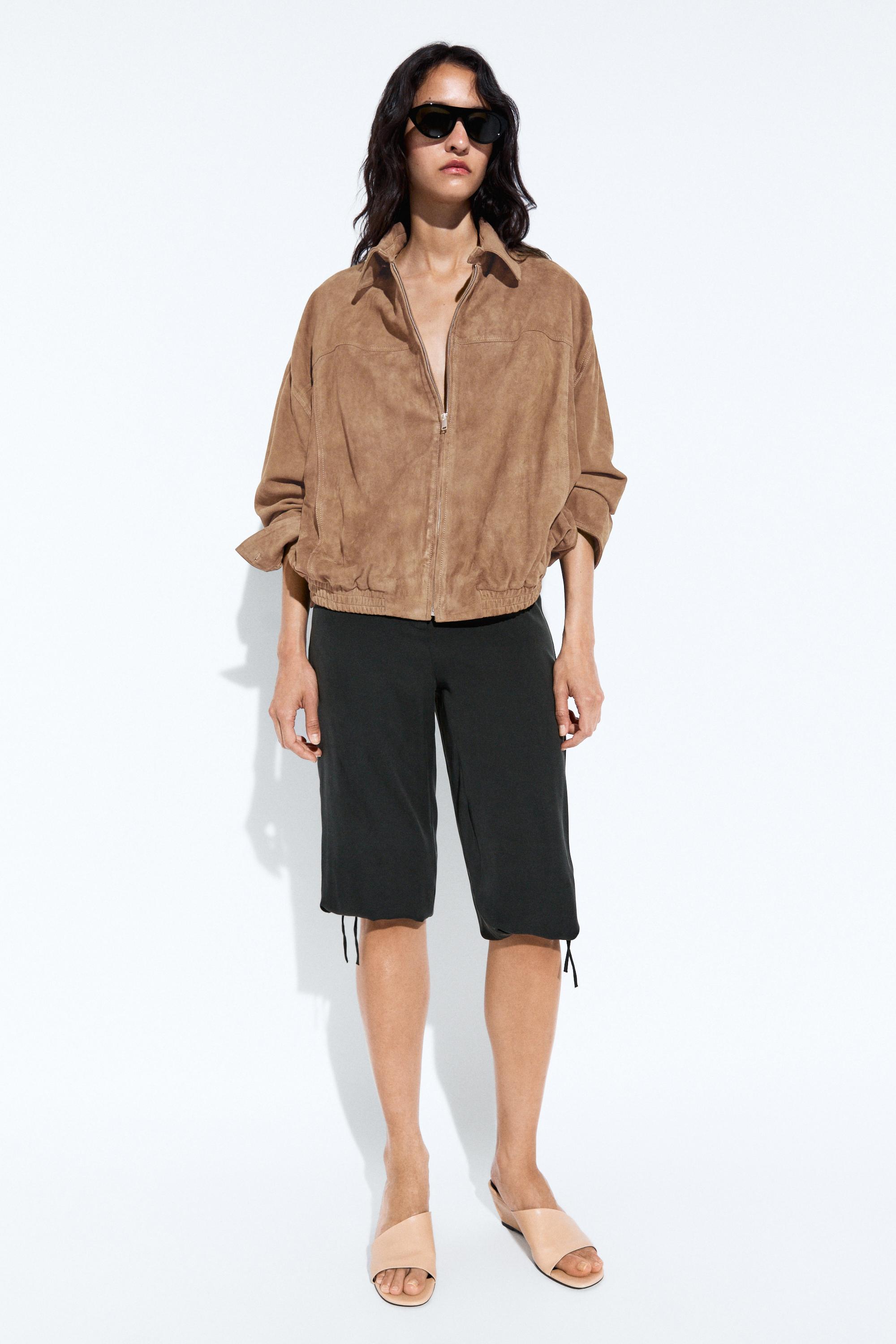 Suede bomber jacket Taupe Grey