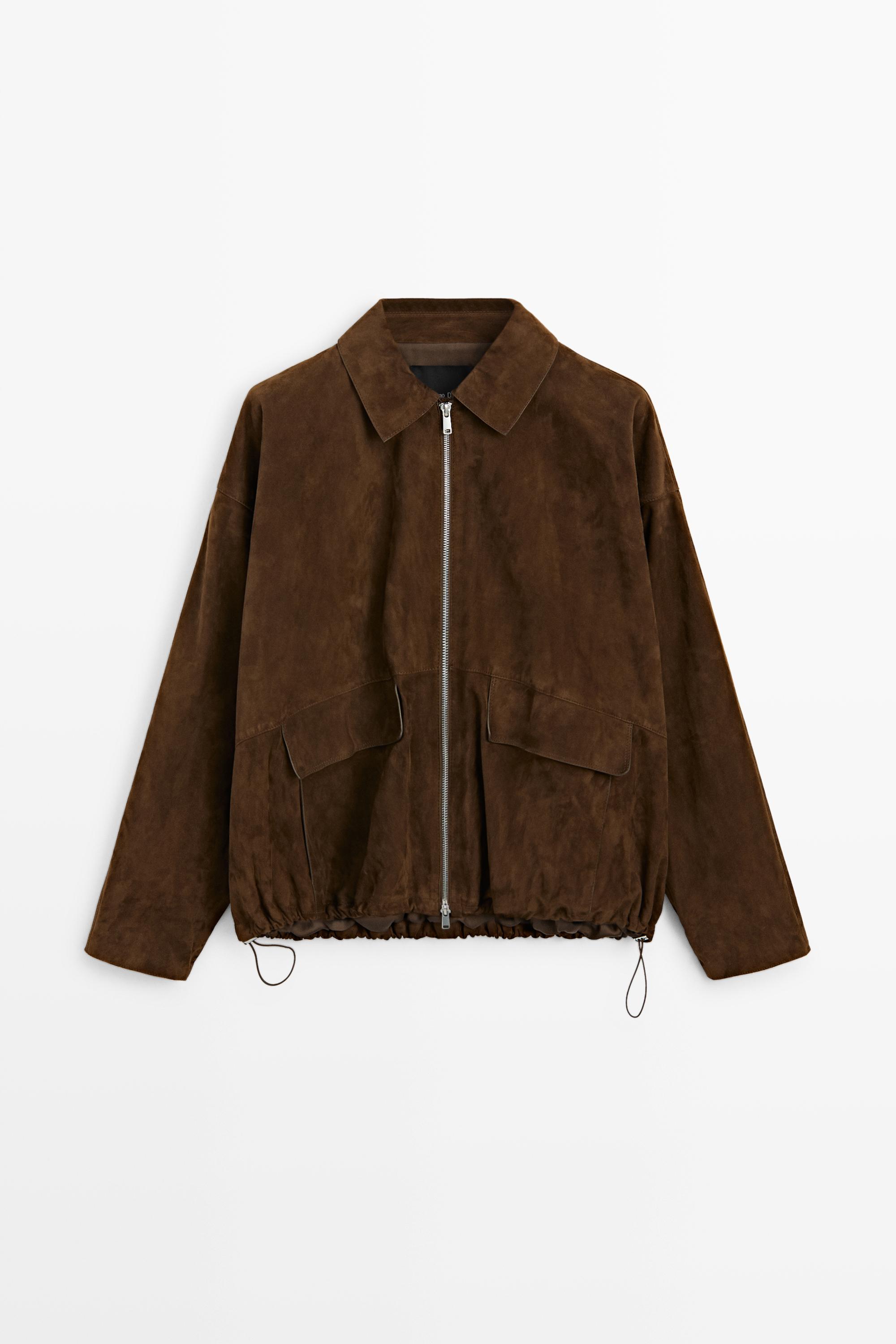 Oversize Suede bomber jacket Brown