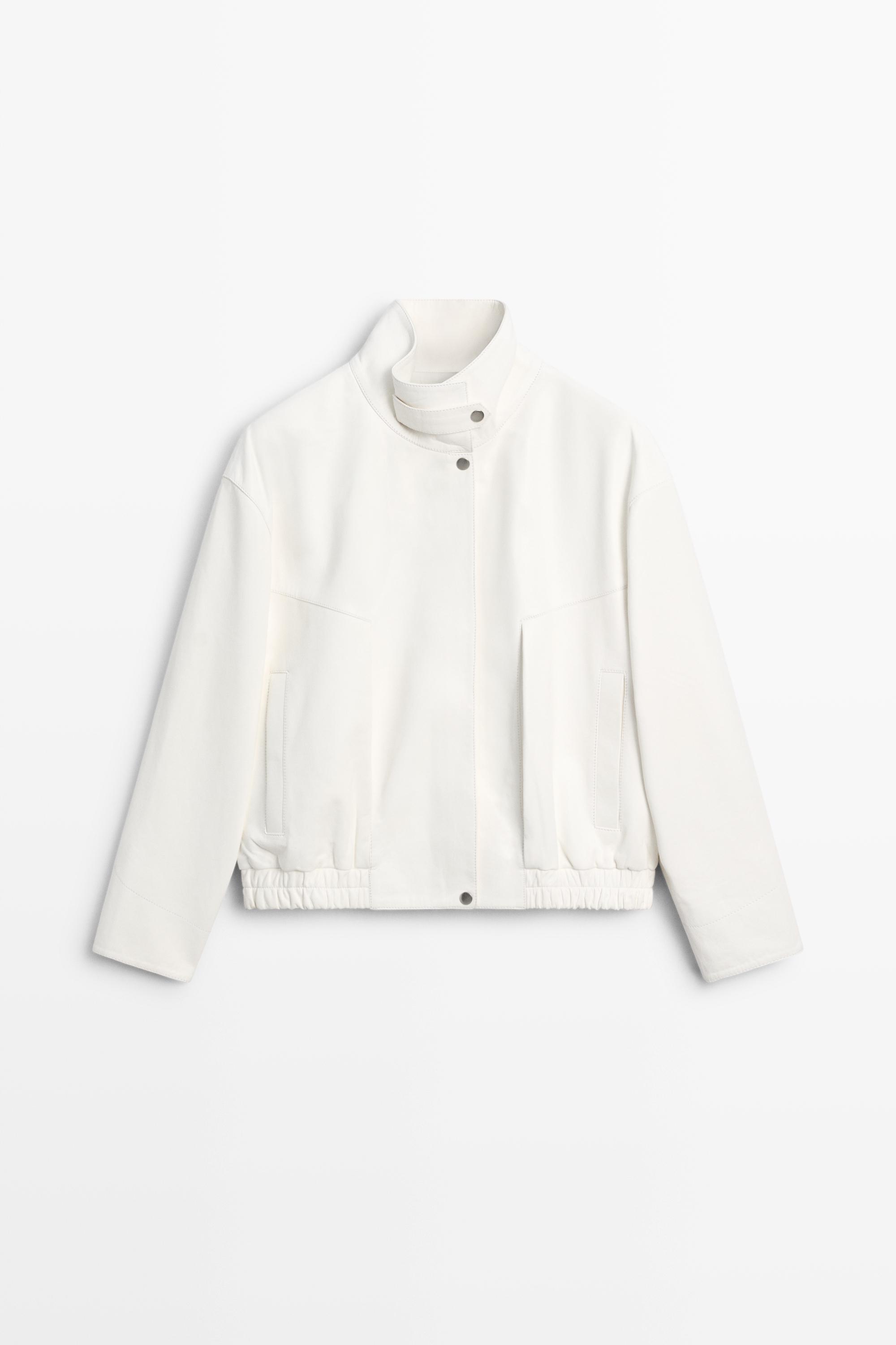 Nappa leather bomber jacket White