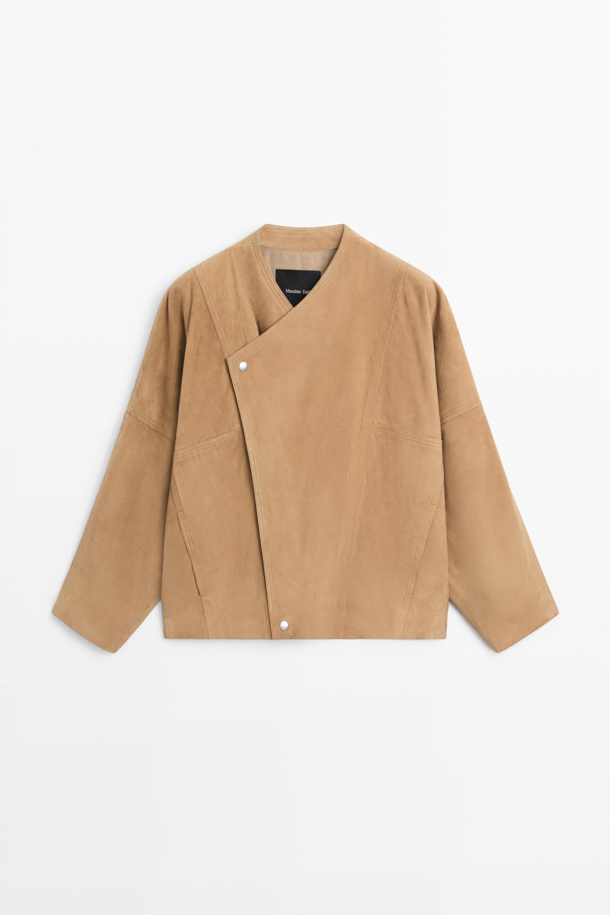Double-breasted suede jacket Camel