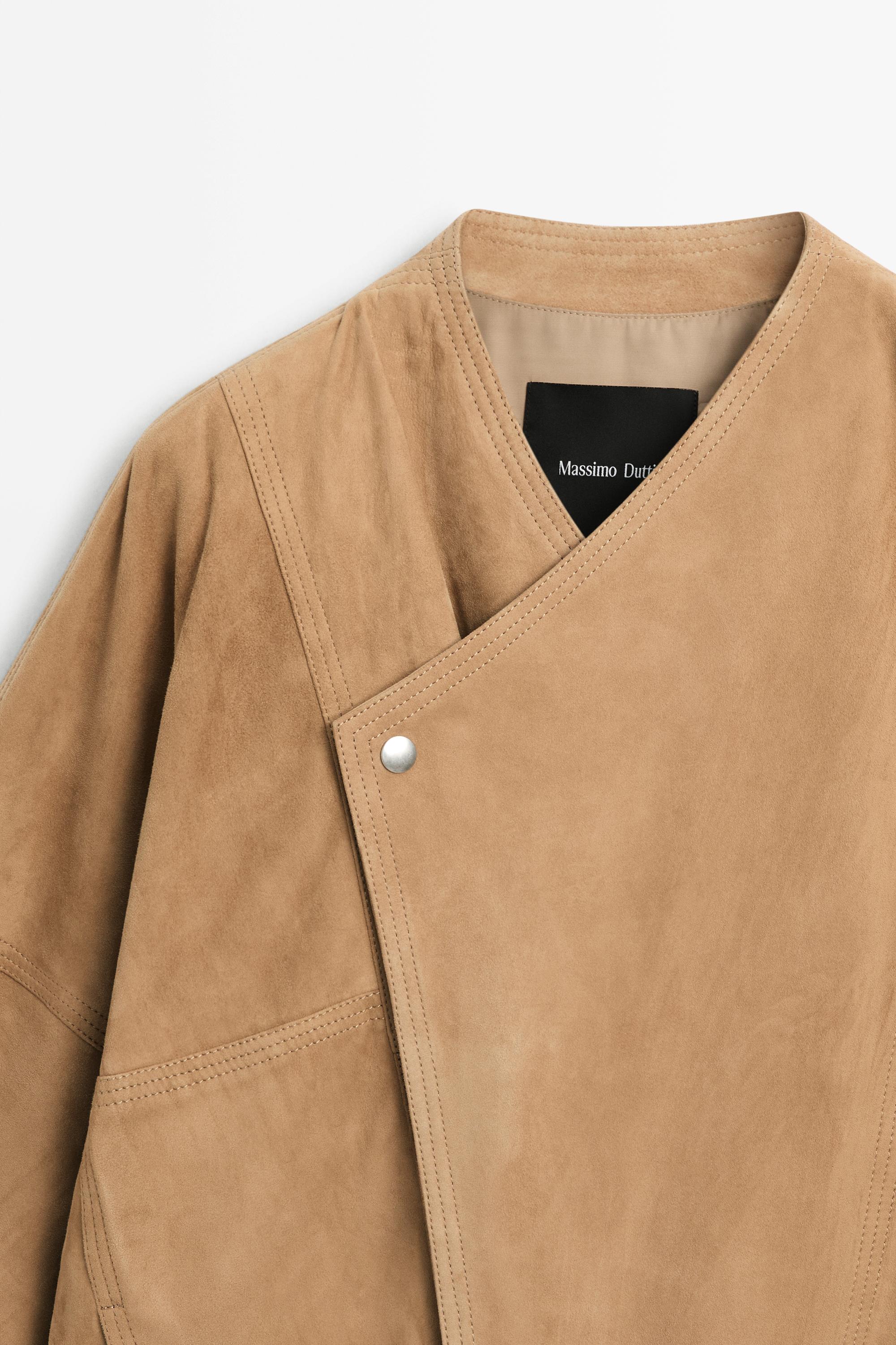Double-breasted suede jacket Camel