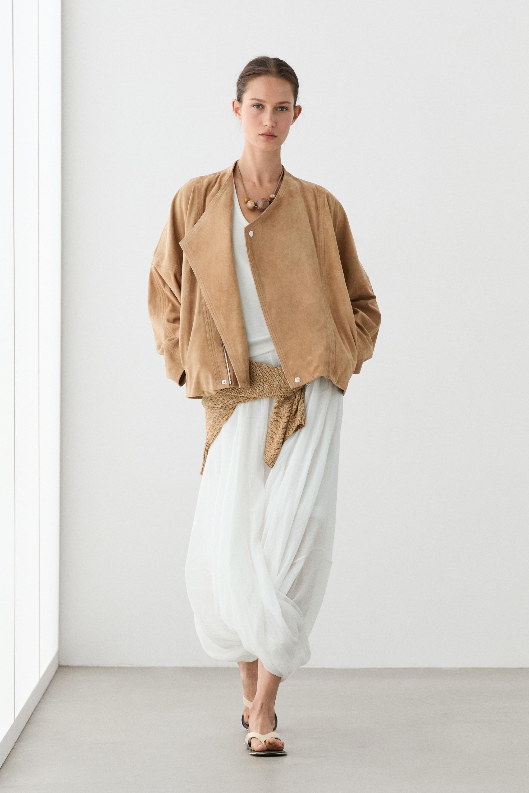 Double-breasted suede jacket Camel