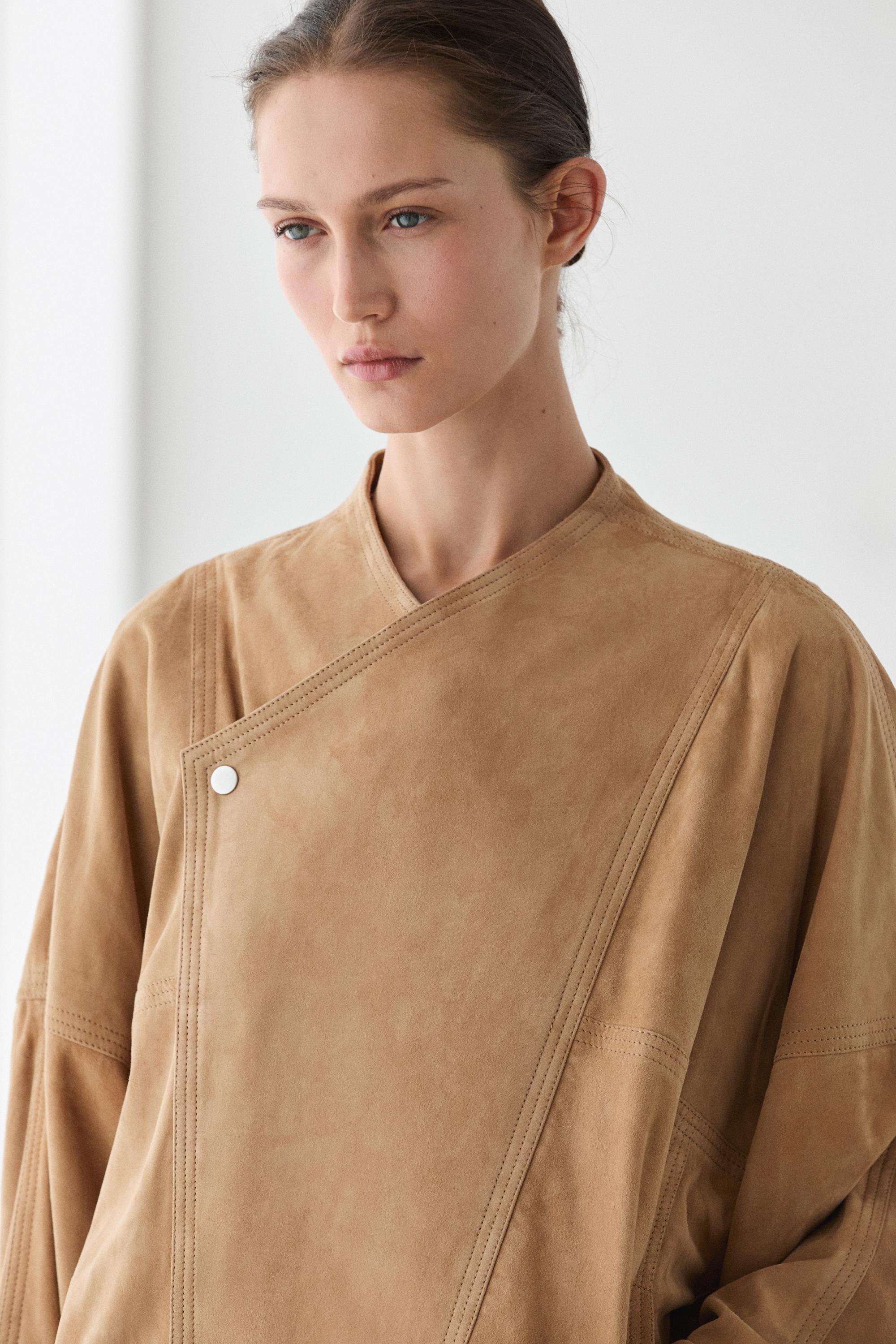 Double-breasted suede jacket Camel