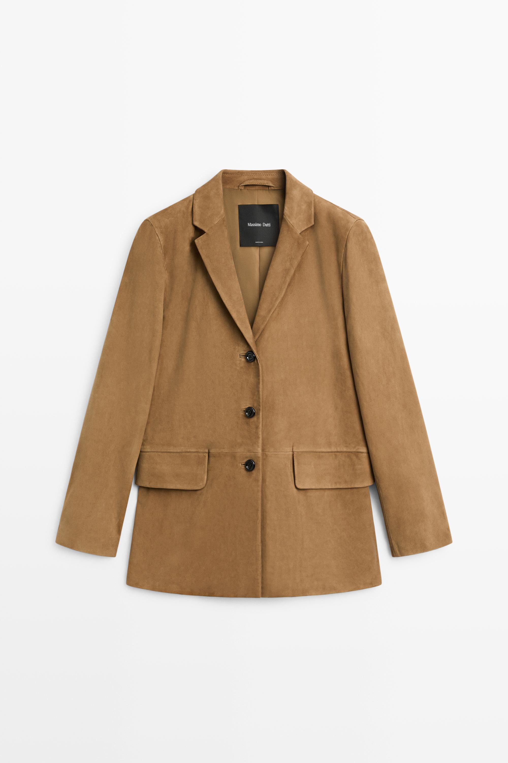 Suede lapel blazer Sand