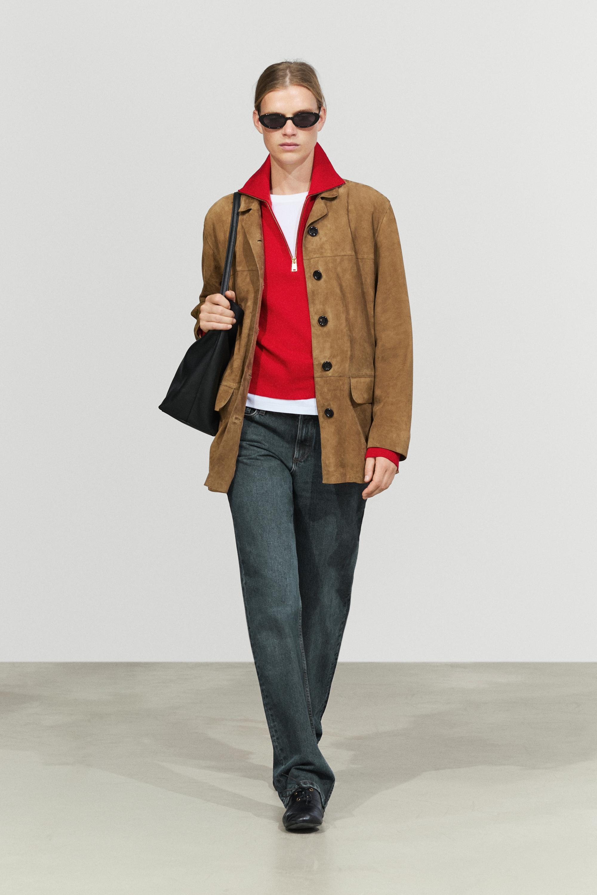 Suede lapel blazer Sand