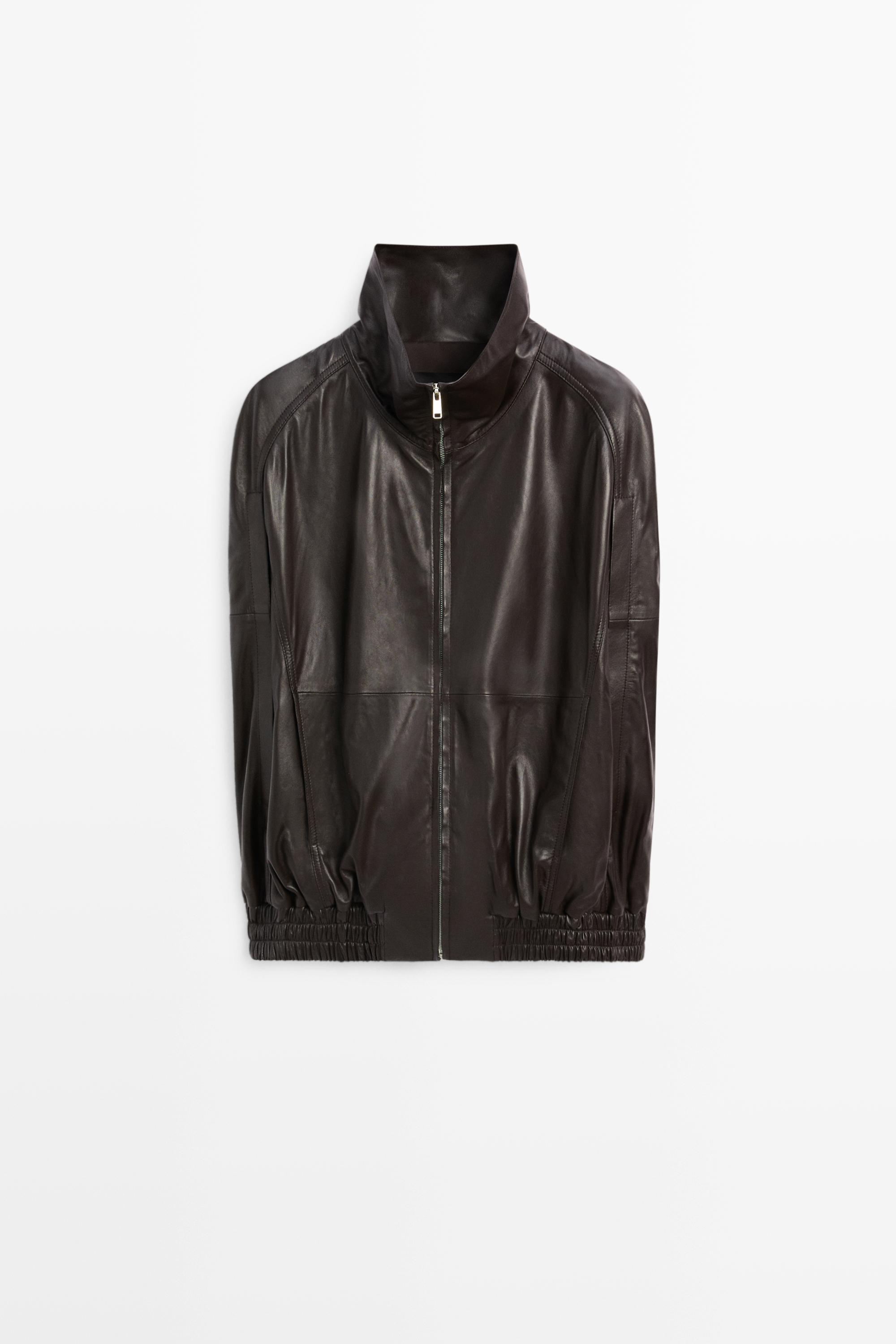Nappa leather bomber gilet Brown