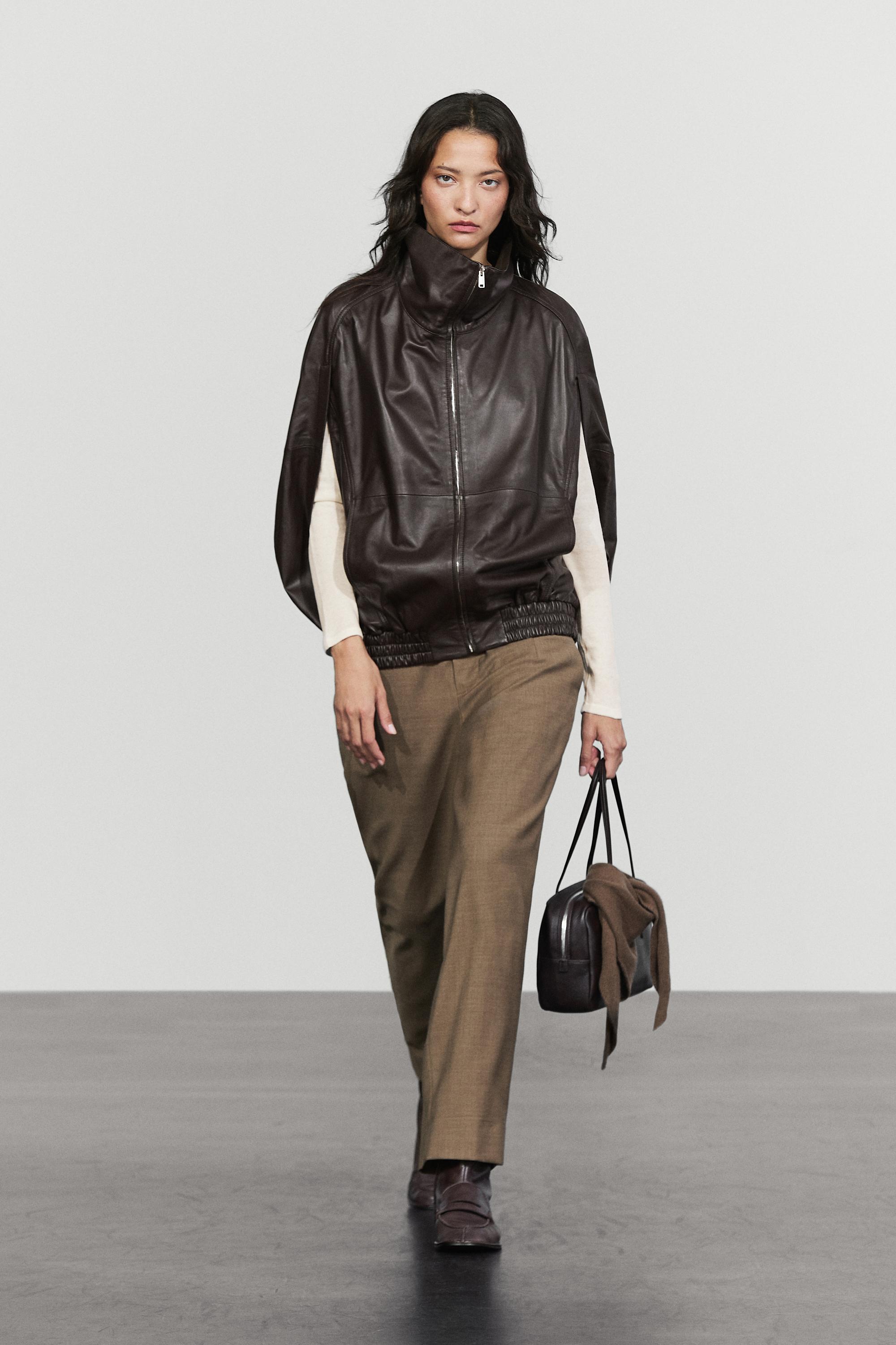 Nappa leather bomber gilet Brown