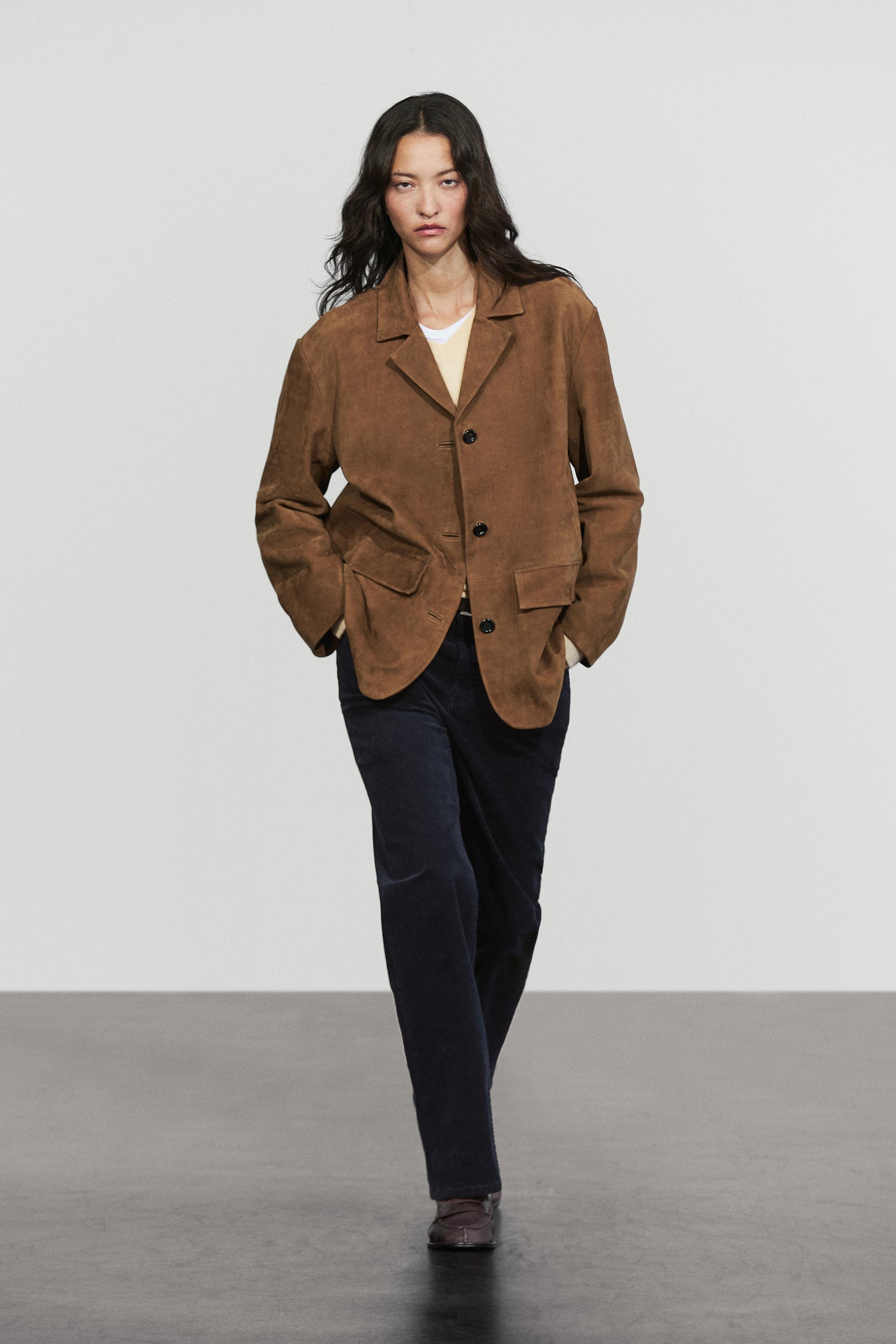 100% Suede lapel blazer Camel