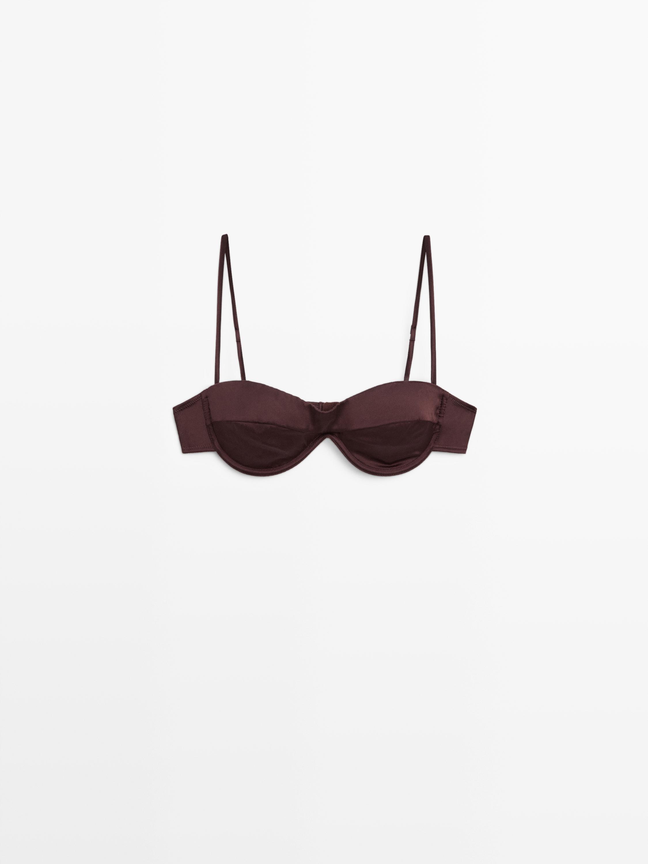 Bandeau top with underwire and seam detail Brown