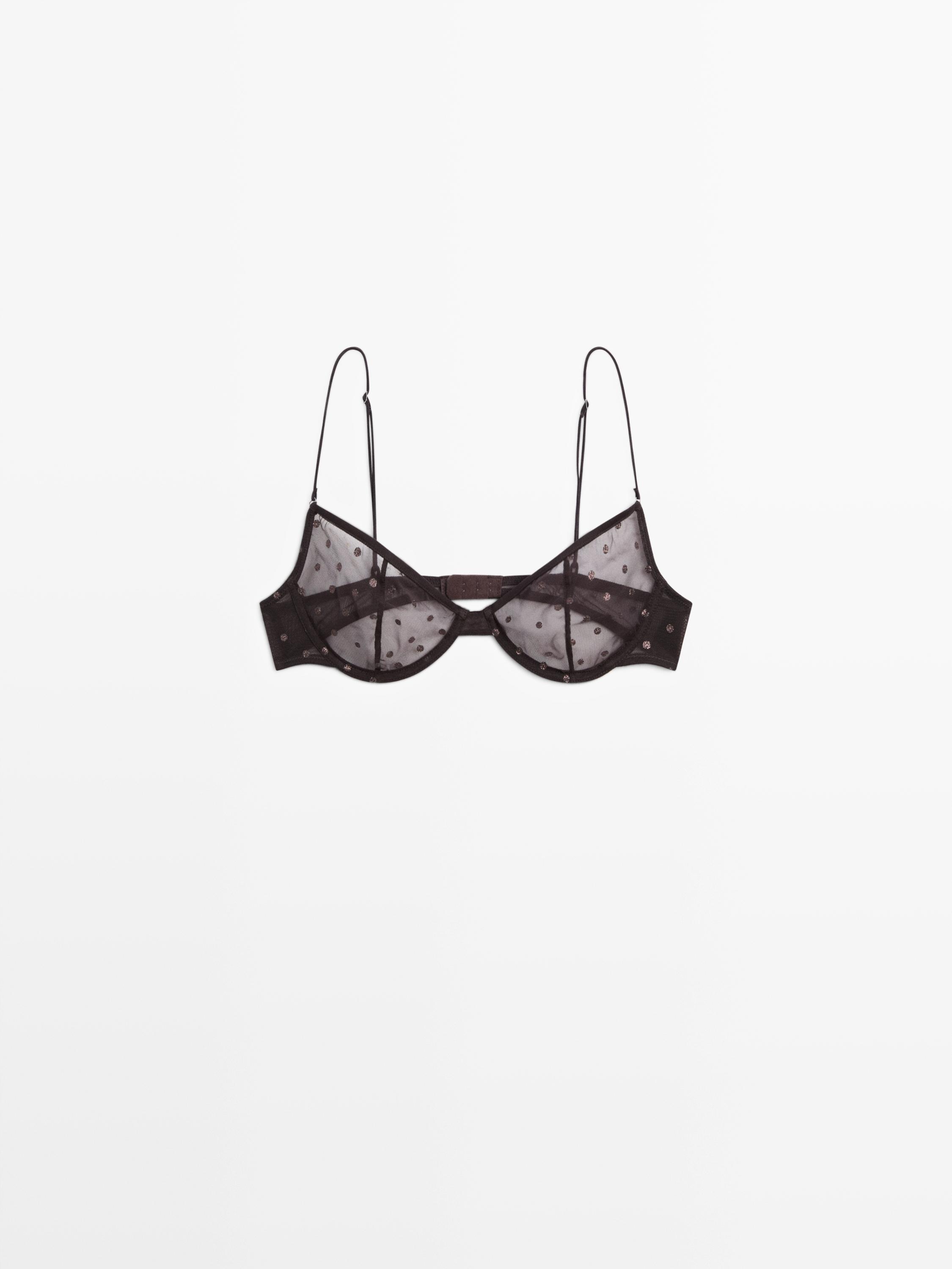 Semi-sheer polka dot bra Mole Brown