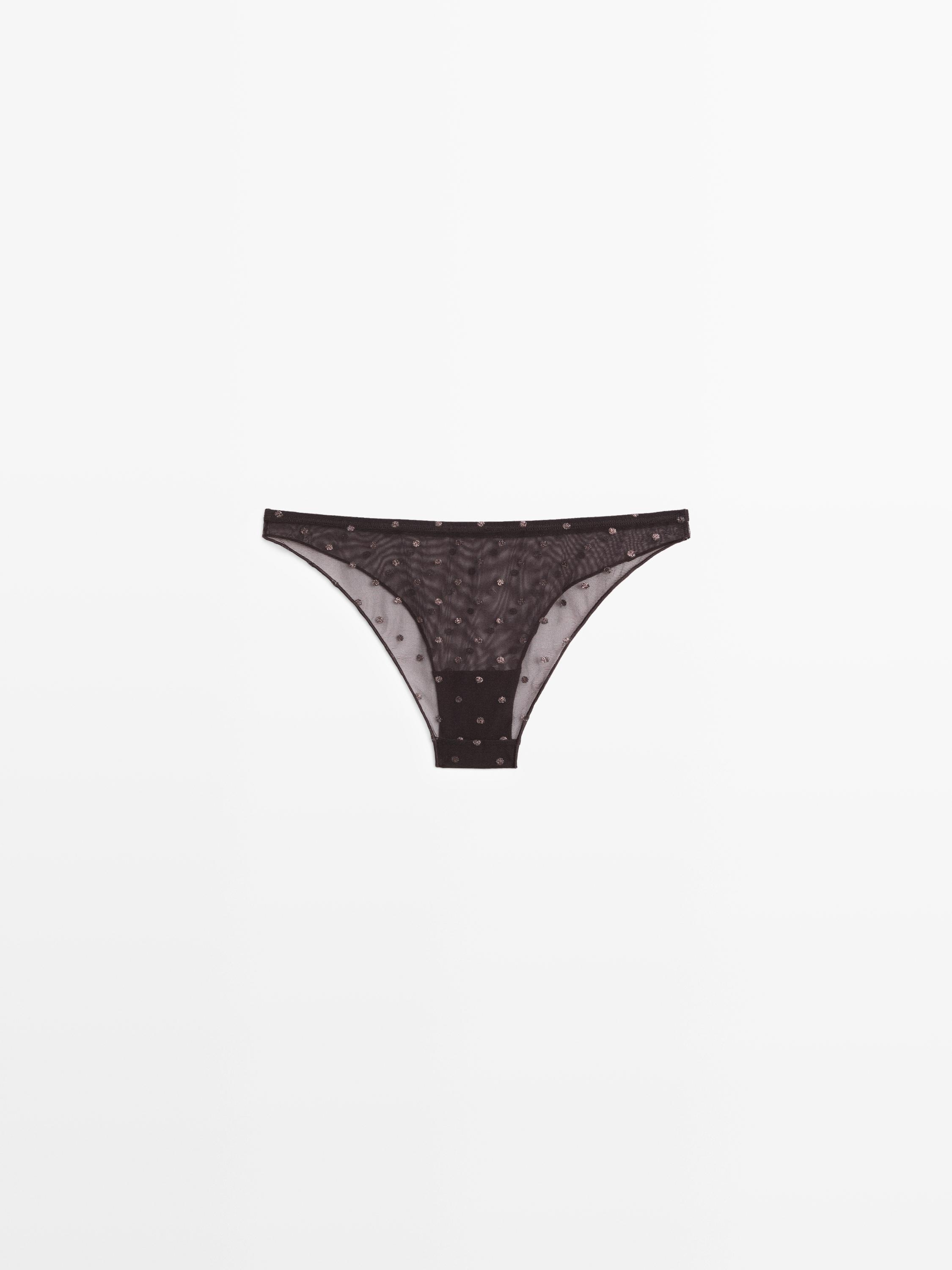 Semi-sheer polka dot briefs Mole Brown
