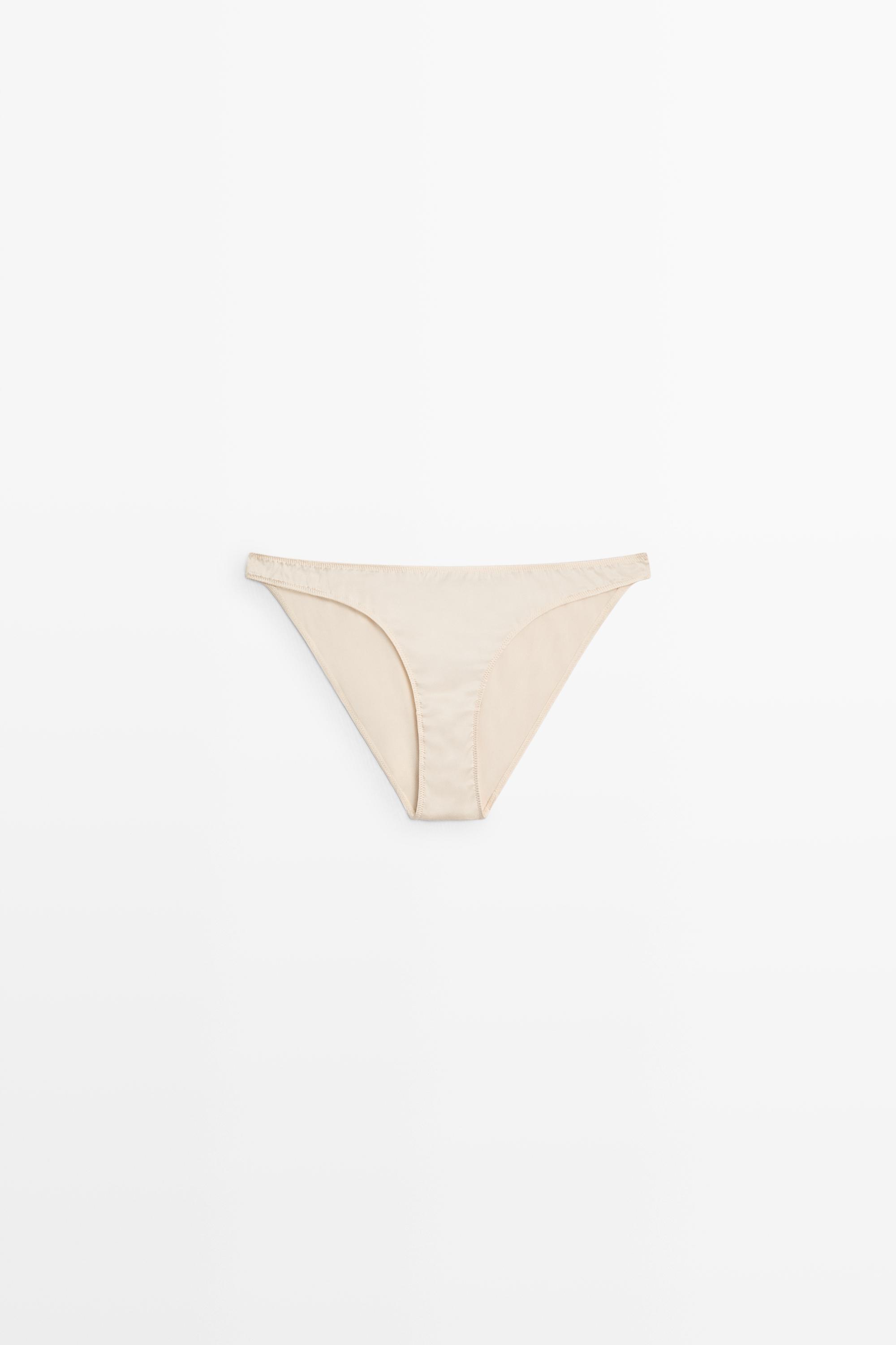 Satin silk blend briefs Cream