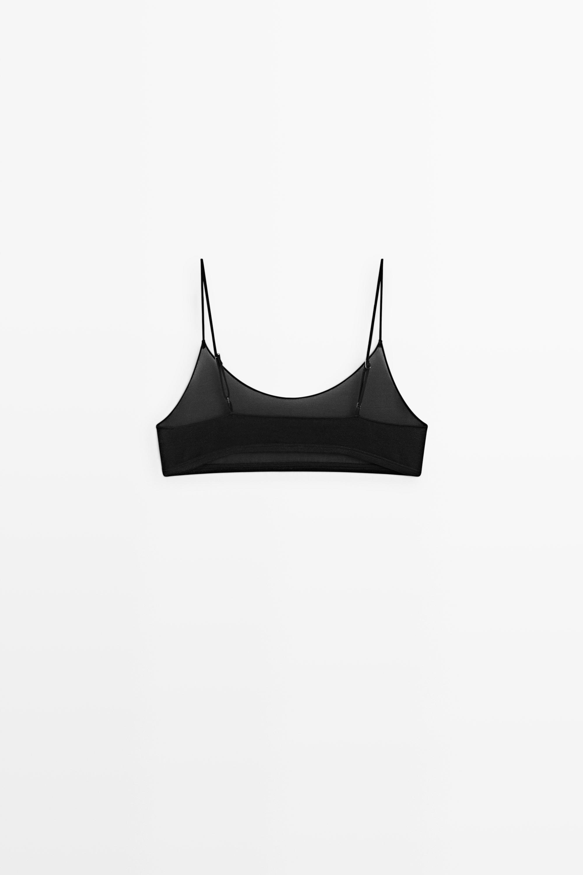 Semi-sheer top with metallic detail Black