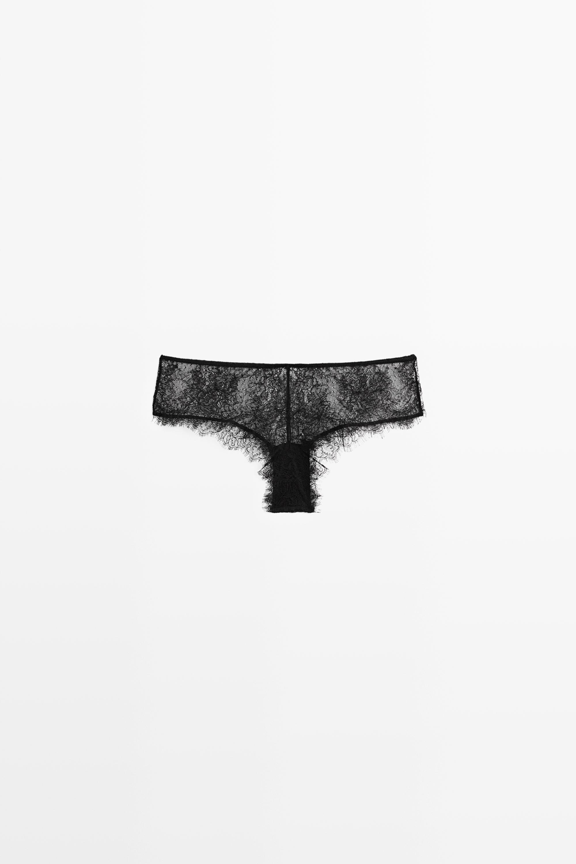 Scalloped lace culotte briefs Black