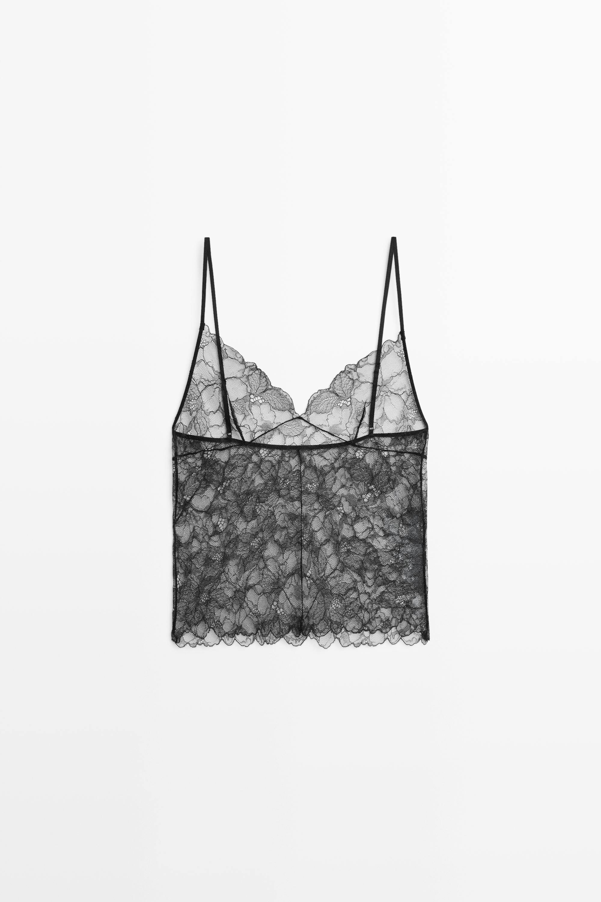Transparent lace camisole top Black