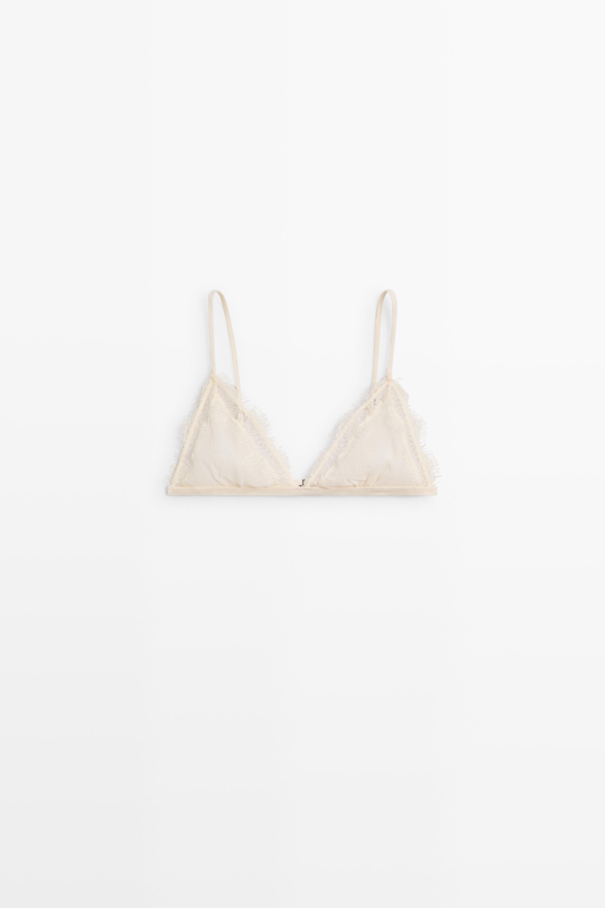 Bralette with lace detail Cream