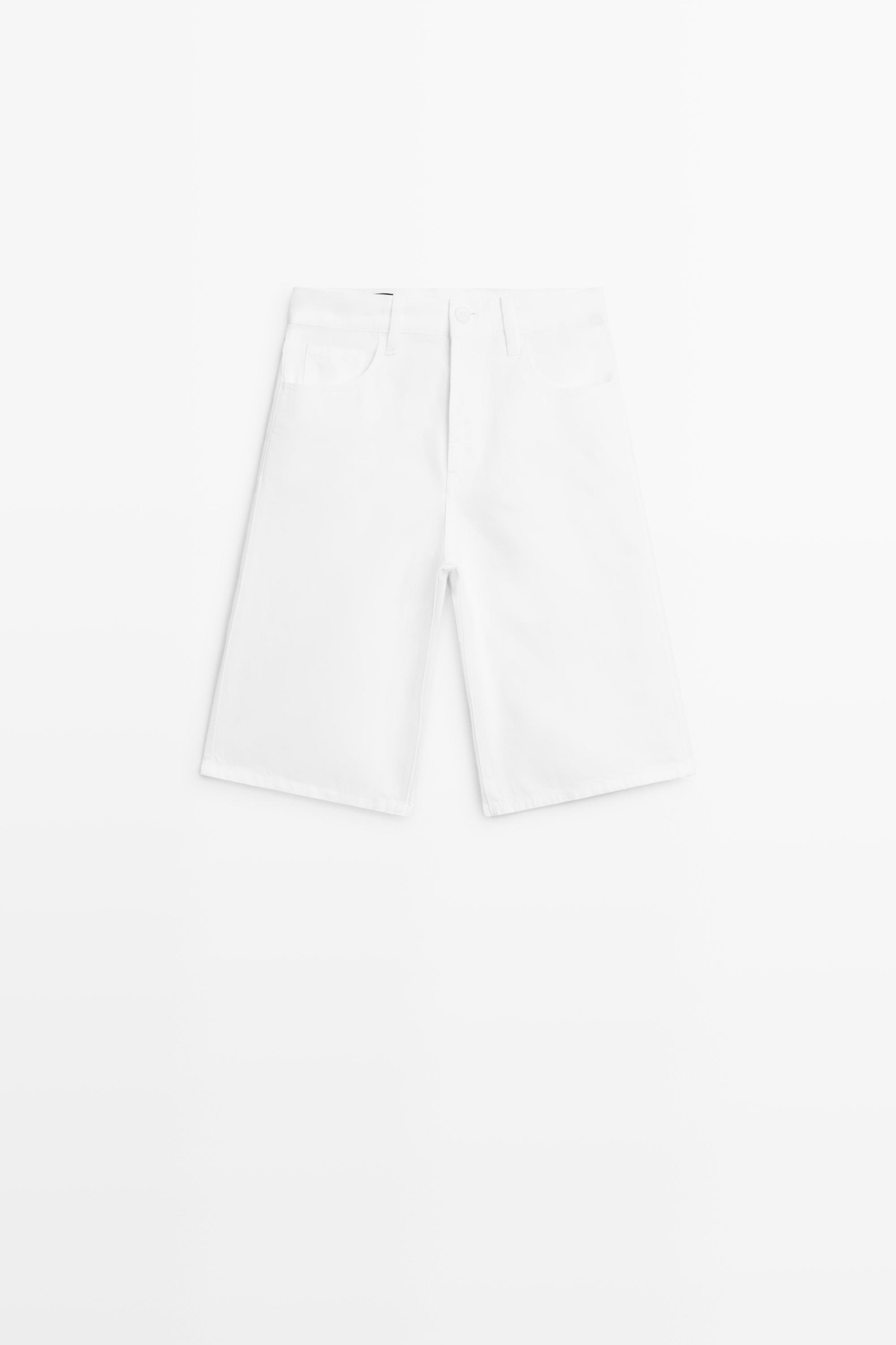 Cotton and linen blend Bermuda shorts Off White