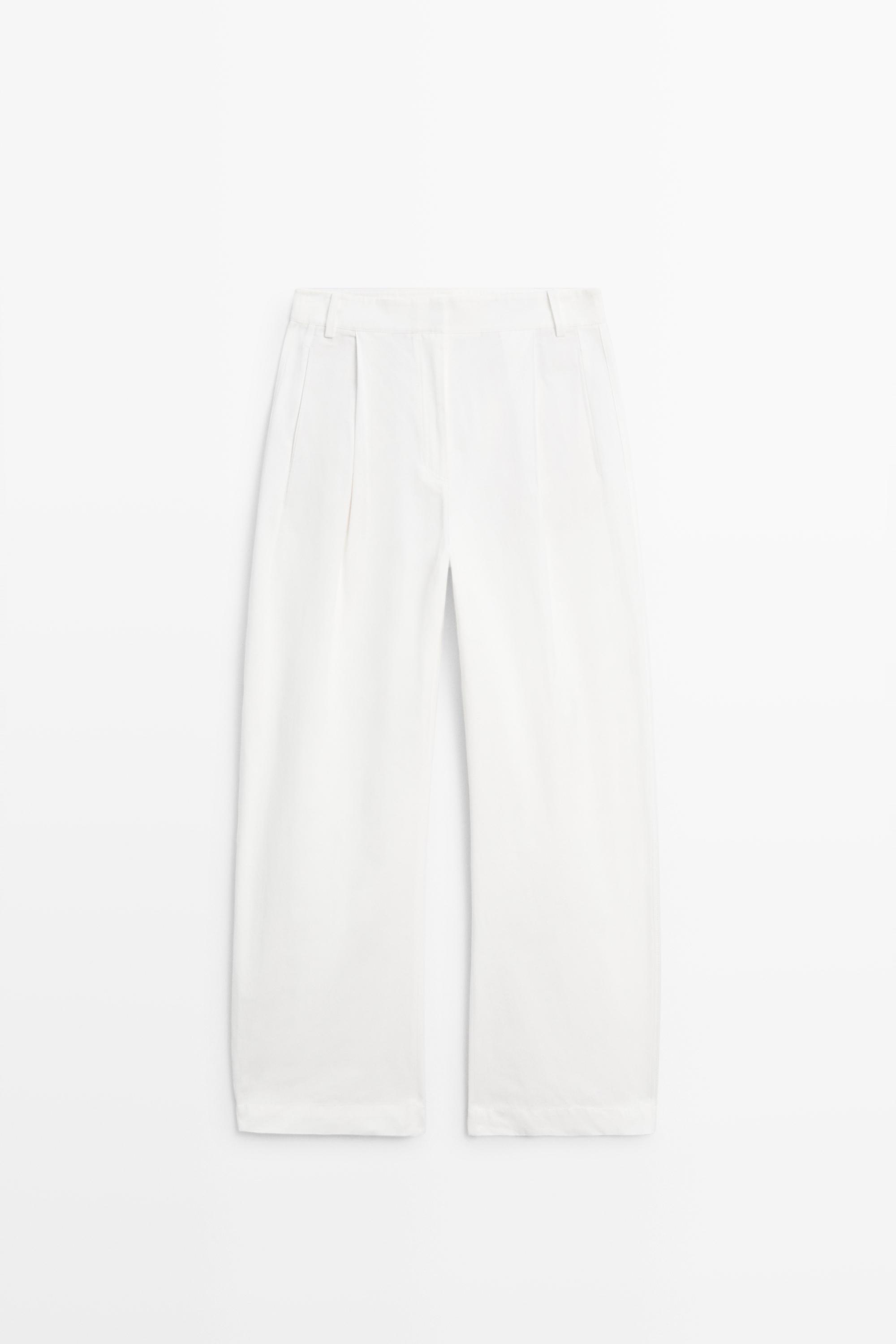 Flowing barrel fit pants White