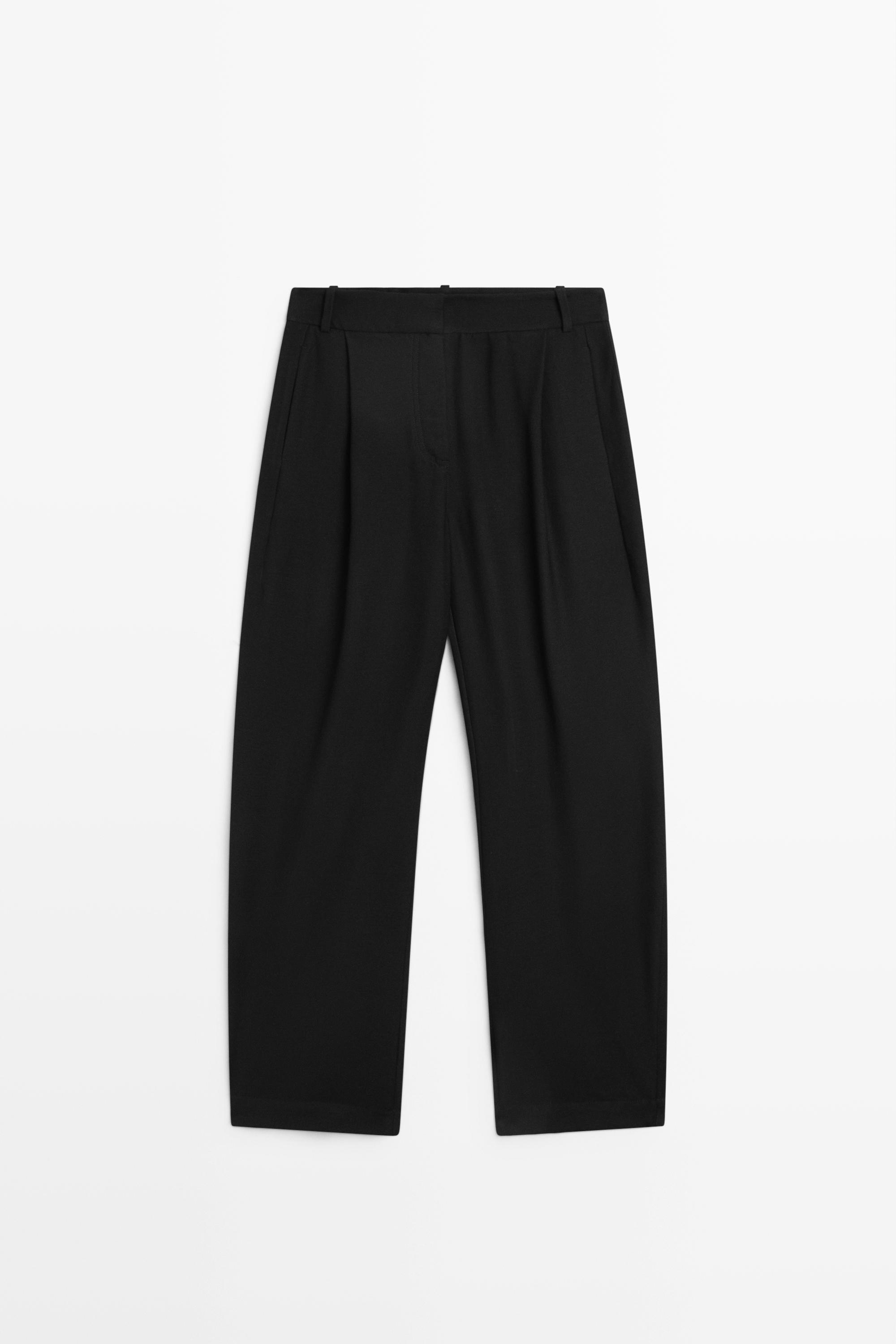 Pleated barrel fit pants Black