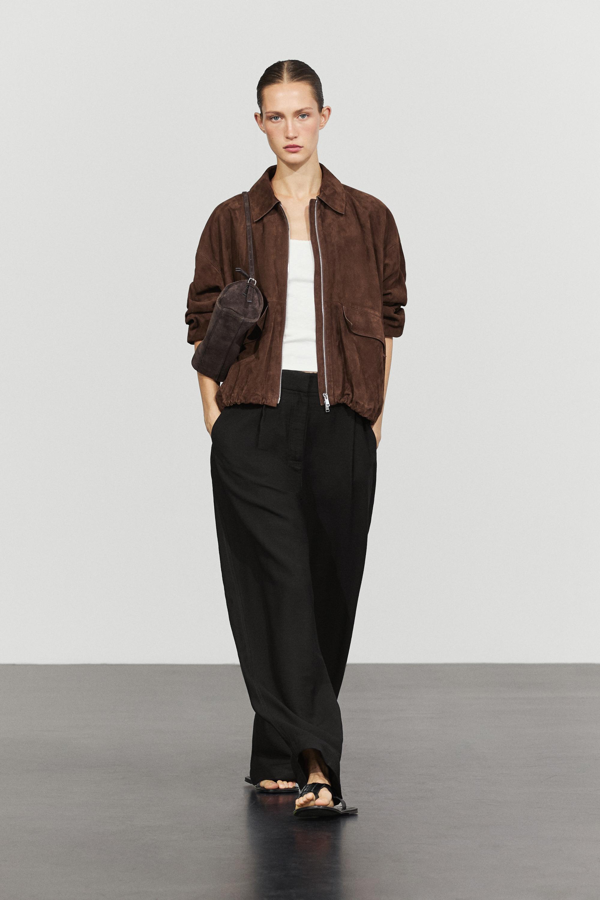 Pleated barrel fit pants Black