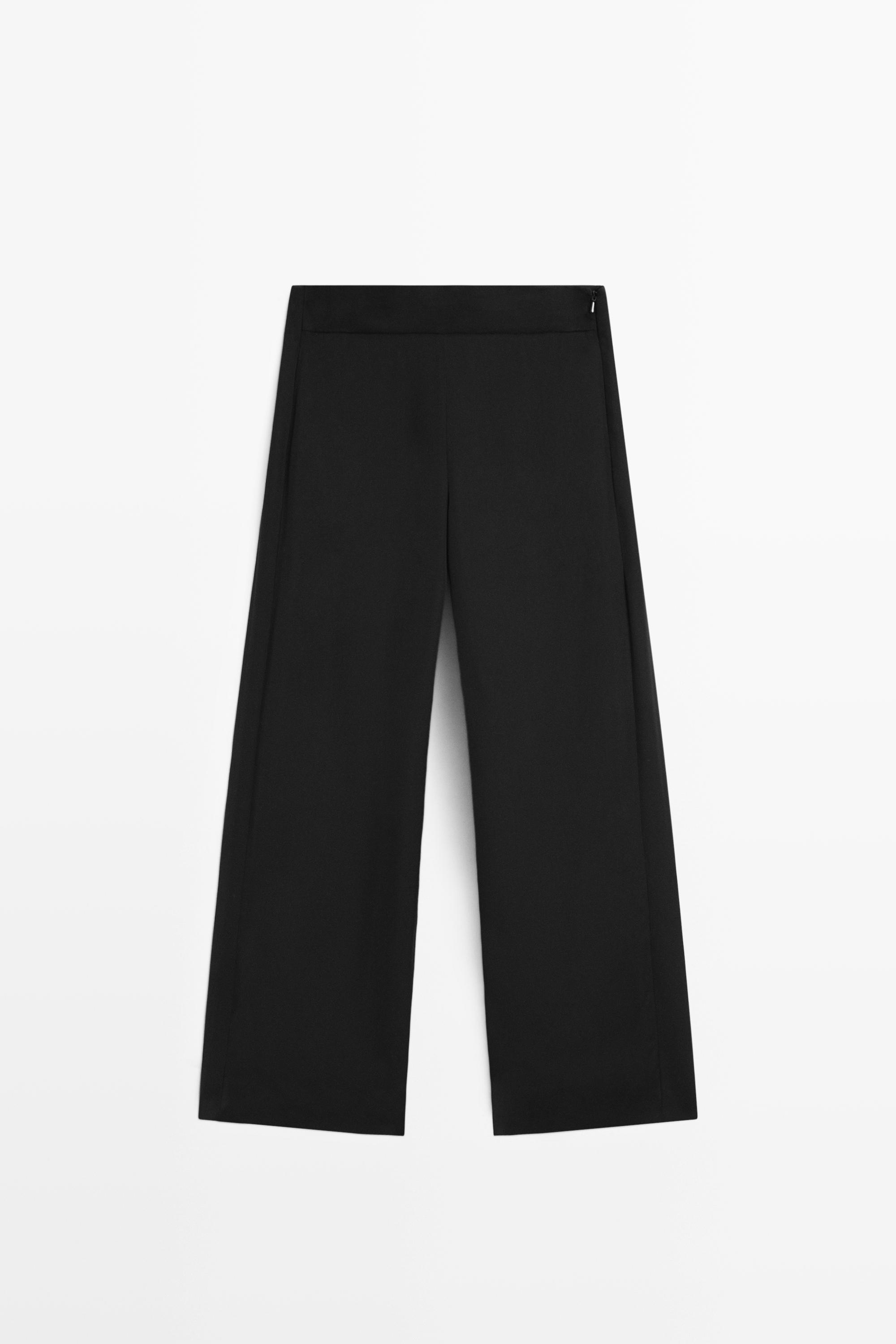 Straight-leg flowing pants Black