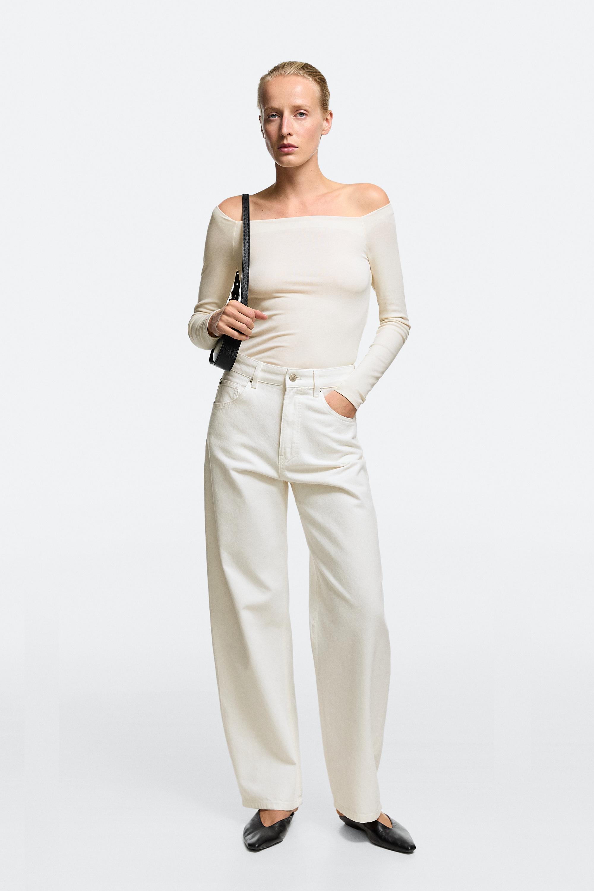 High-waist barrel fit jeans Off White