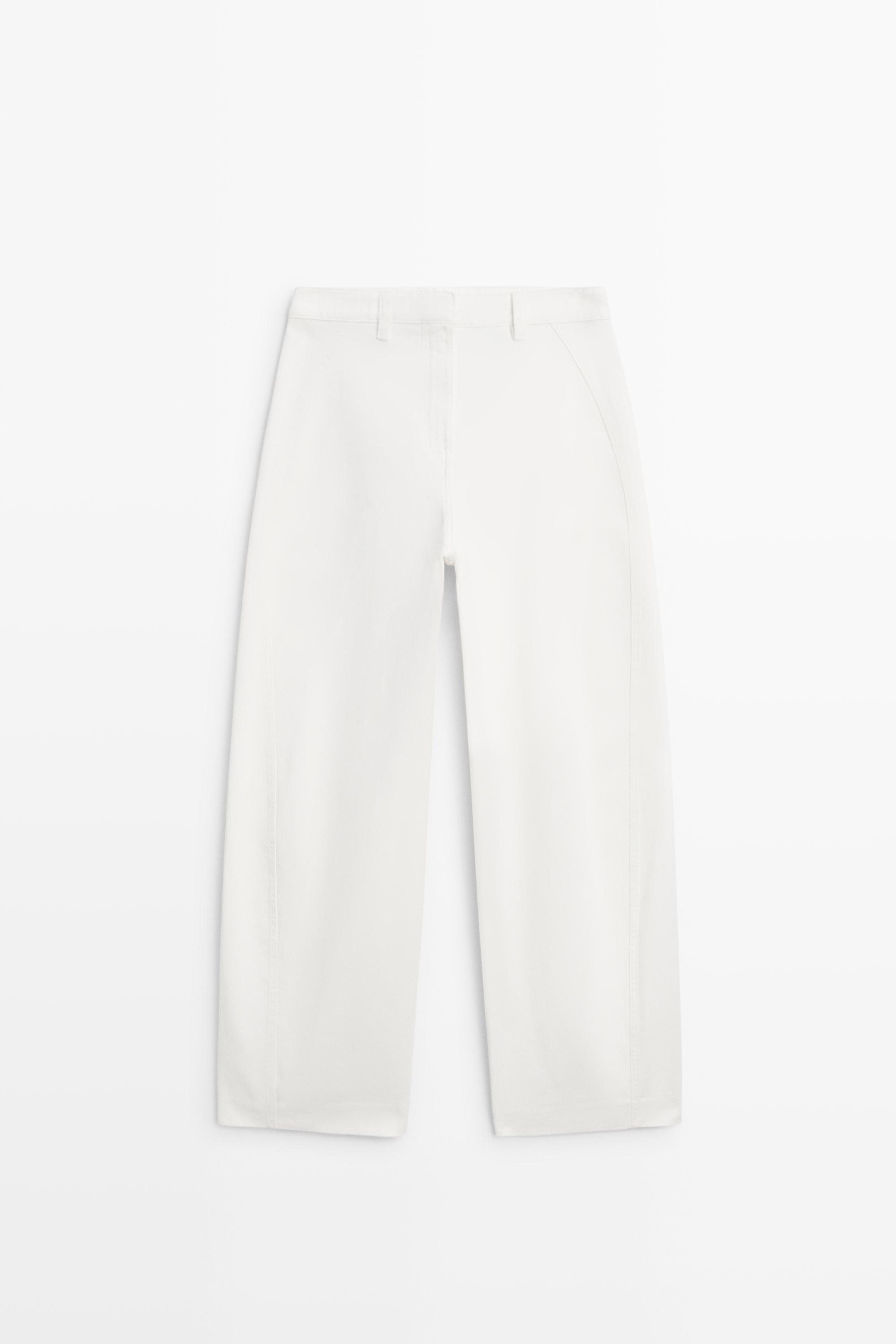100% cotton barrel-fit pants Off White