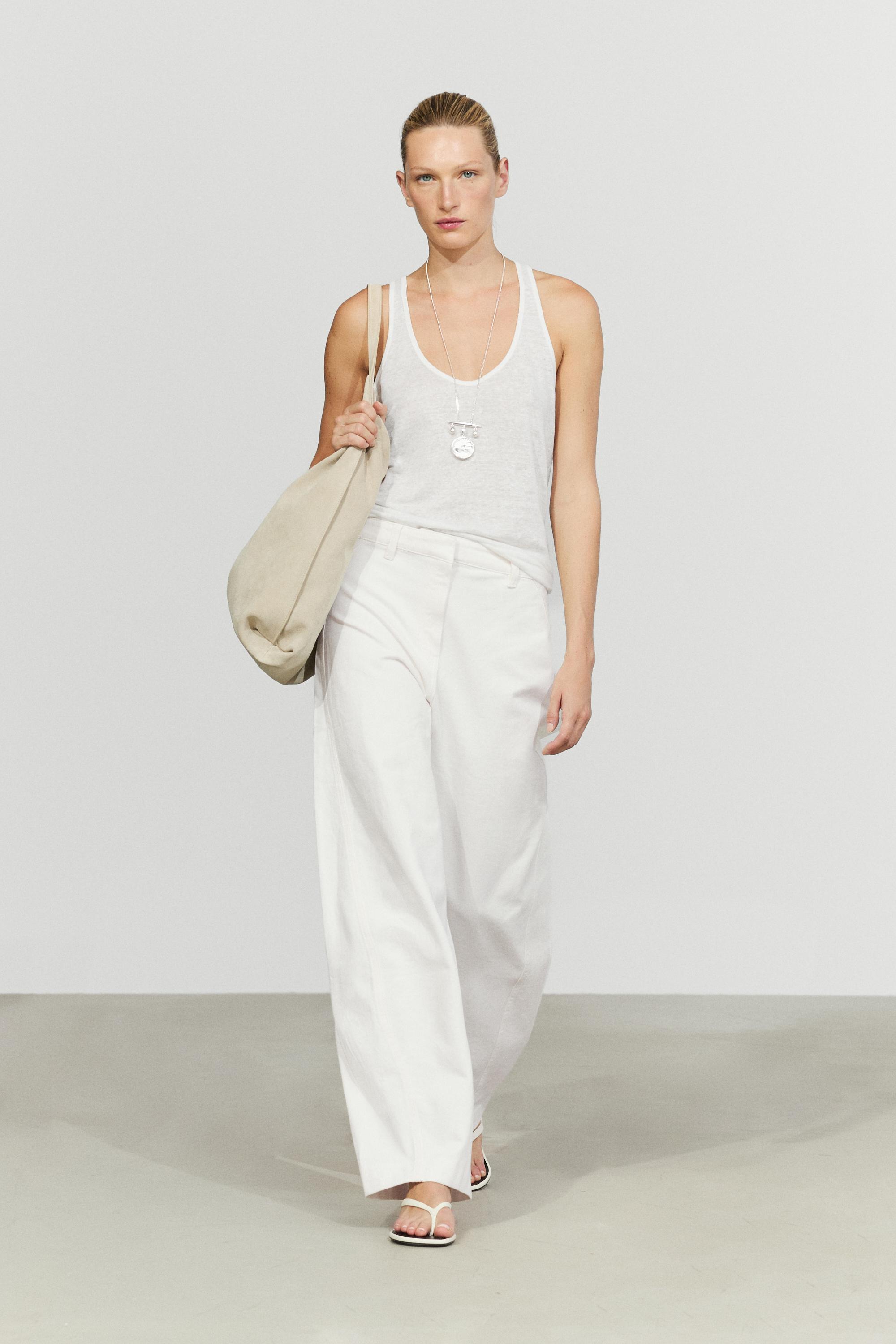 100% cotton barrel-fit pants Off White