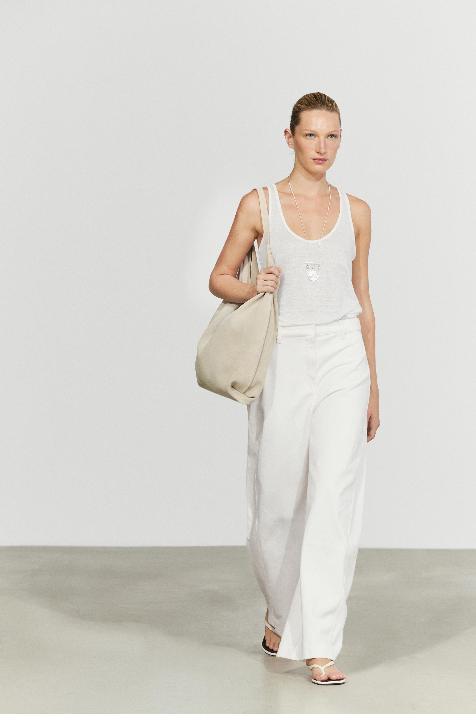 100% cotton barrel-fit pants Off White