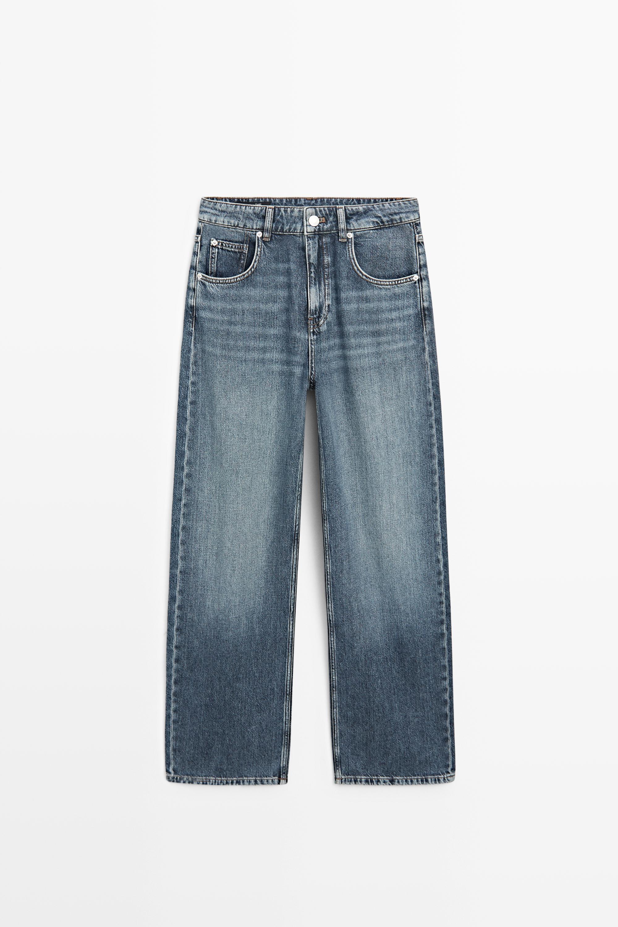 Mid-waist barrel fit jeans Medium Blue