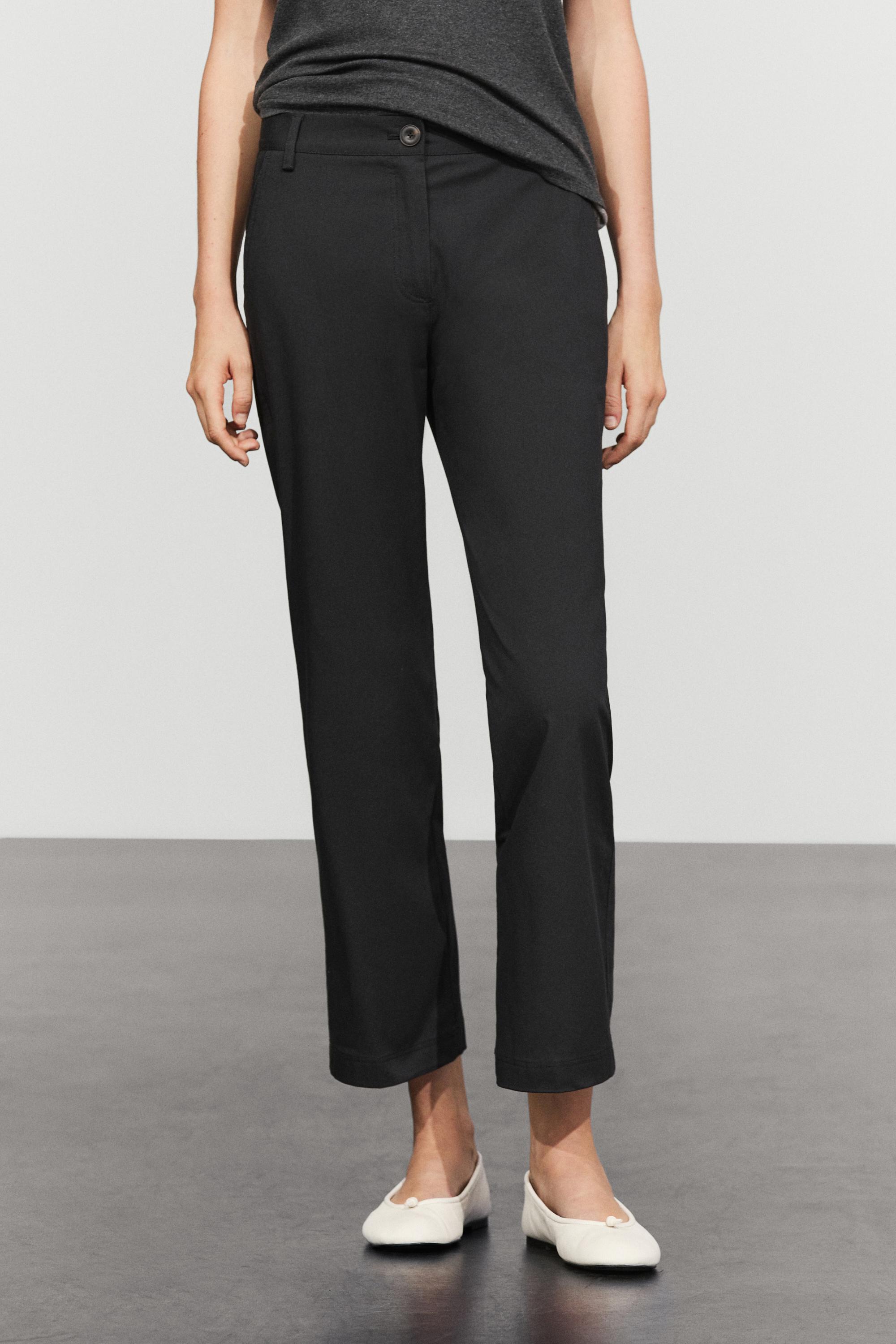 Cotton blend kick flare pants Black